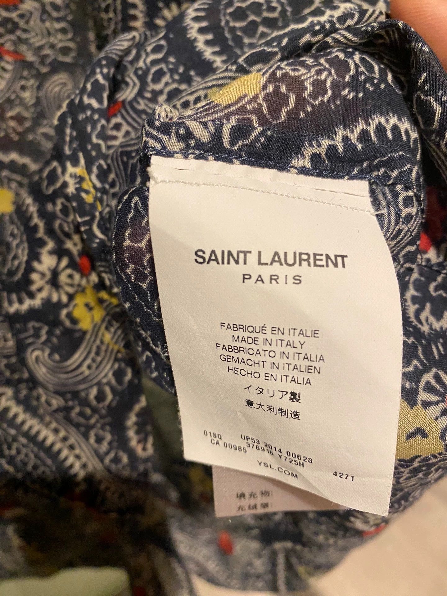 Saint Laurent Paris Saint Laurent Paris 15ss organza cashew patterned shirt Size US L / EU 52-54 / 3 - 4 Thumbnail