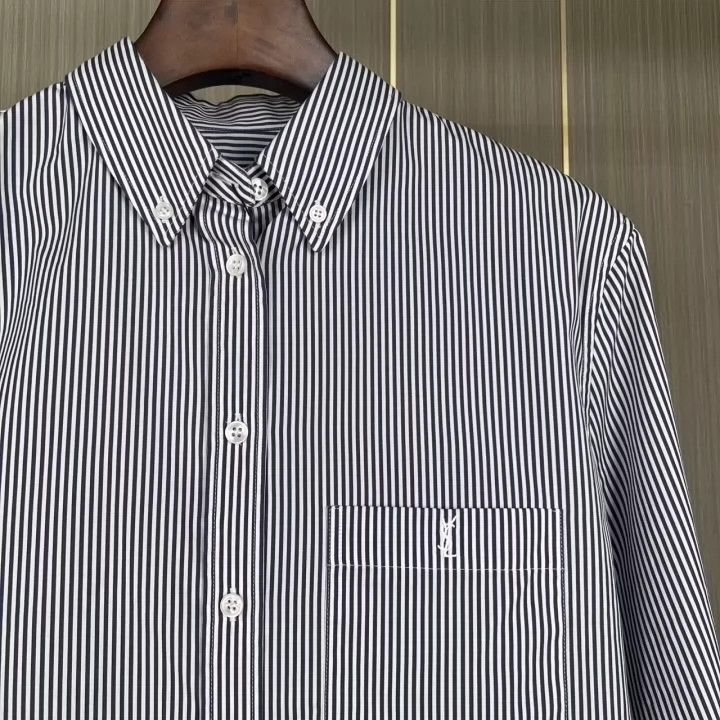 Saint Laurent Paris Saint Laurent Paris Embroidered striped shirt Size US S / EU 44-46 / 1 - 3 Thumbnail