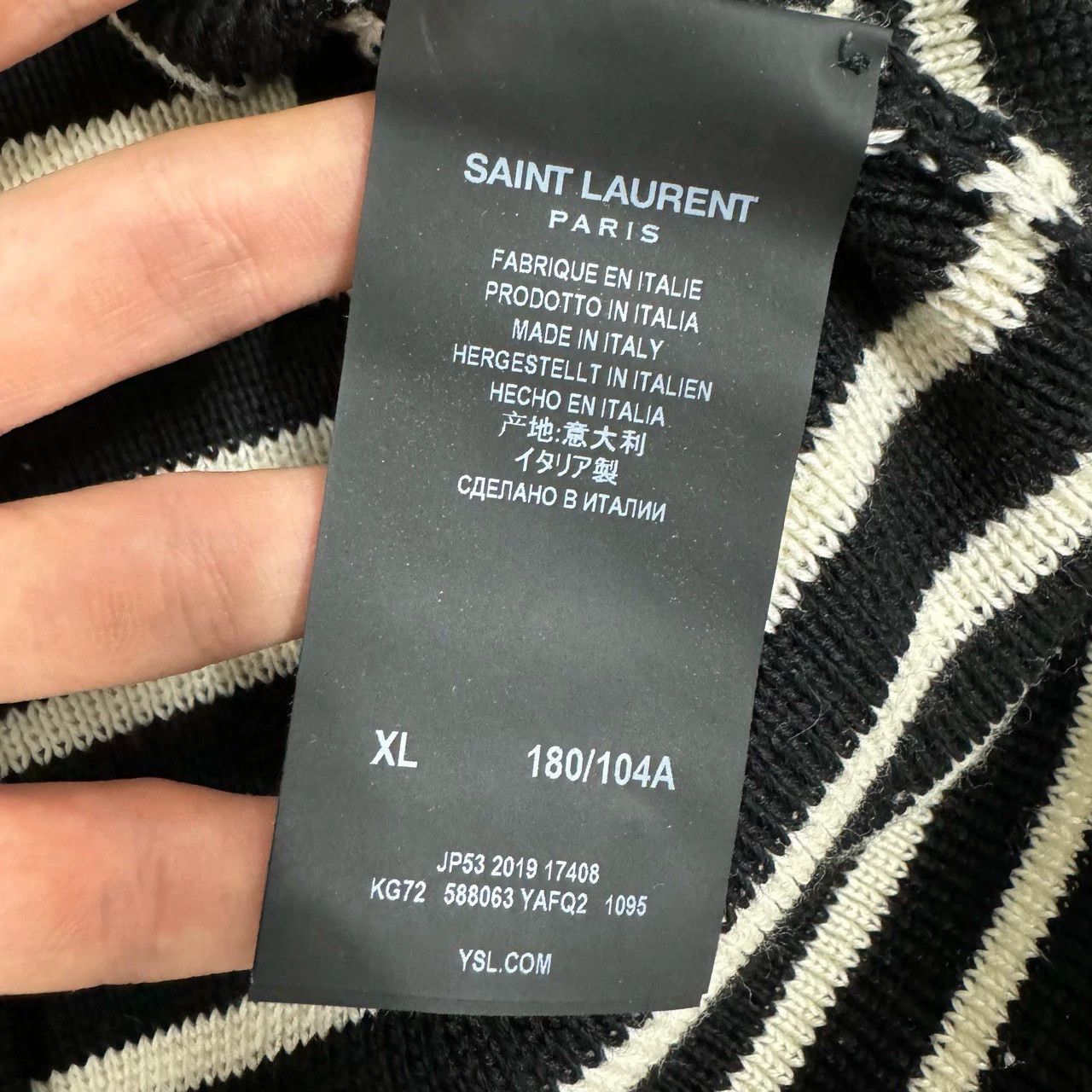 Saint Laurent Paris Saint Laurent Paris Wool striped knitted sweater Size US XL / EU 56 / 4 - 4 Thumbnail