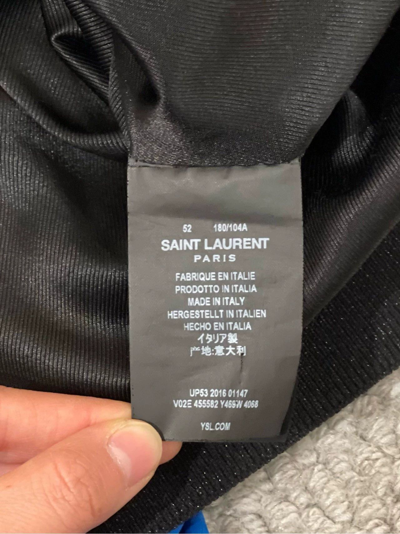Saint Laurent Paris Saint Laurent Paris Blue Silk Shark Baseball Jacket Size US L / EU 52-54 / 3 - 5 Thumbnail