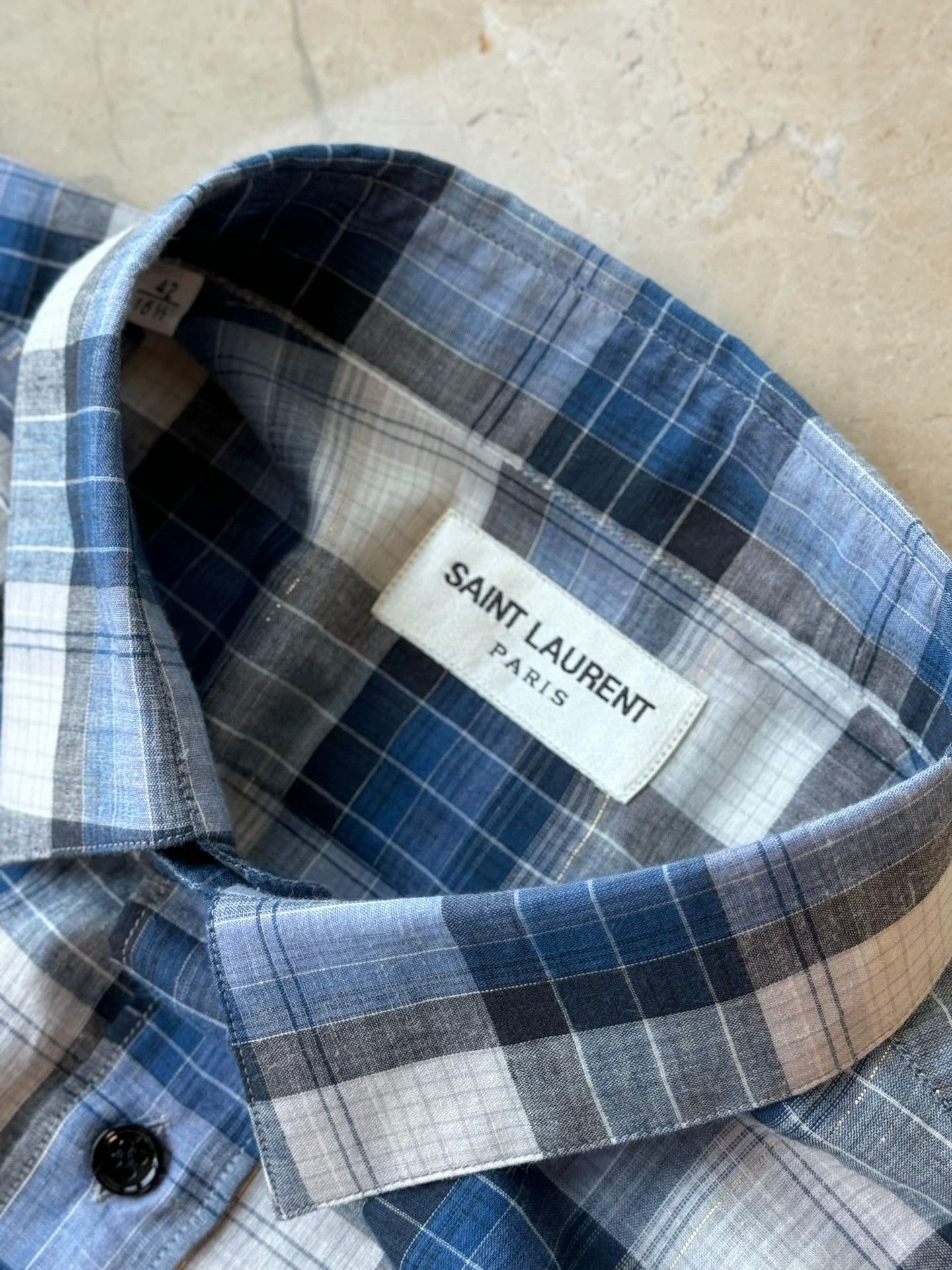Saint Laurent Paris Saint Laurent Paris Blue plaid shirt Size US S / EU 44-46 / 1 - 5 Thumbnail
