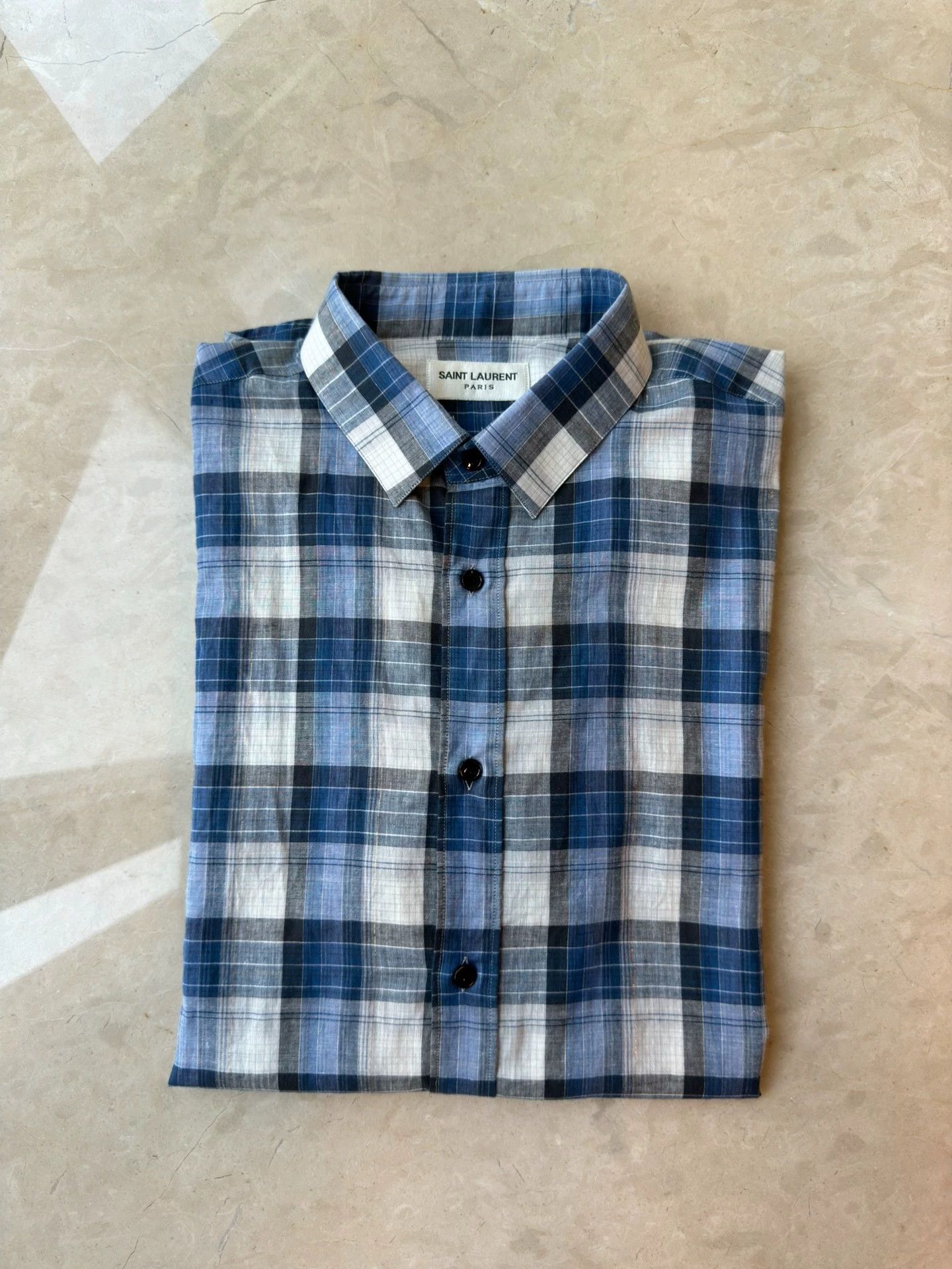 Saint Laurent Paris Saint Laurent Paris Blue plaid shirt Size US S / EU 44-46 / 1 - 8 Thumbnail