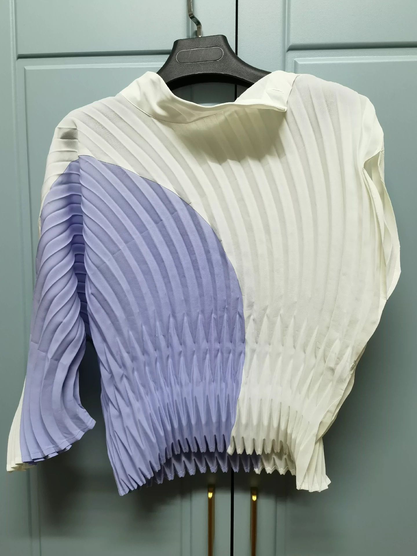 Issey Miyake issey miyake White purple color blocked short sleeved shirt Size US M / EU 48-50 / 2 - 3 Thumbnail