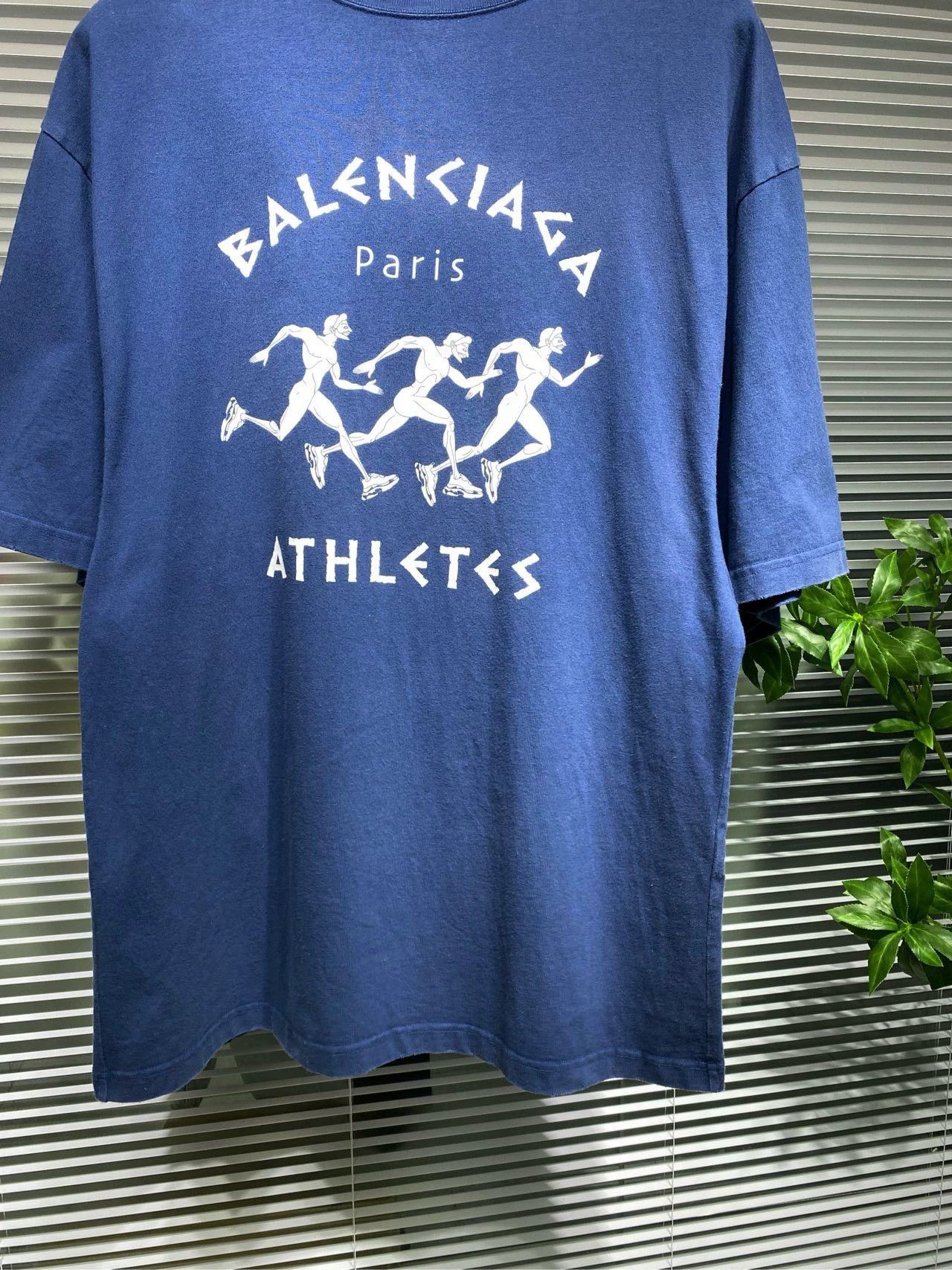 Balenciaga Balenciaga SS21 Marathon Running Pattern Logo Printed Loose Short Sleeve Size US XXS / EU 40 - 3 Thumbnail
