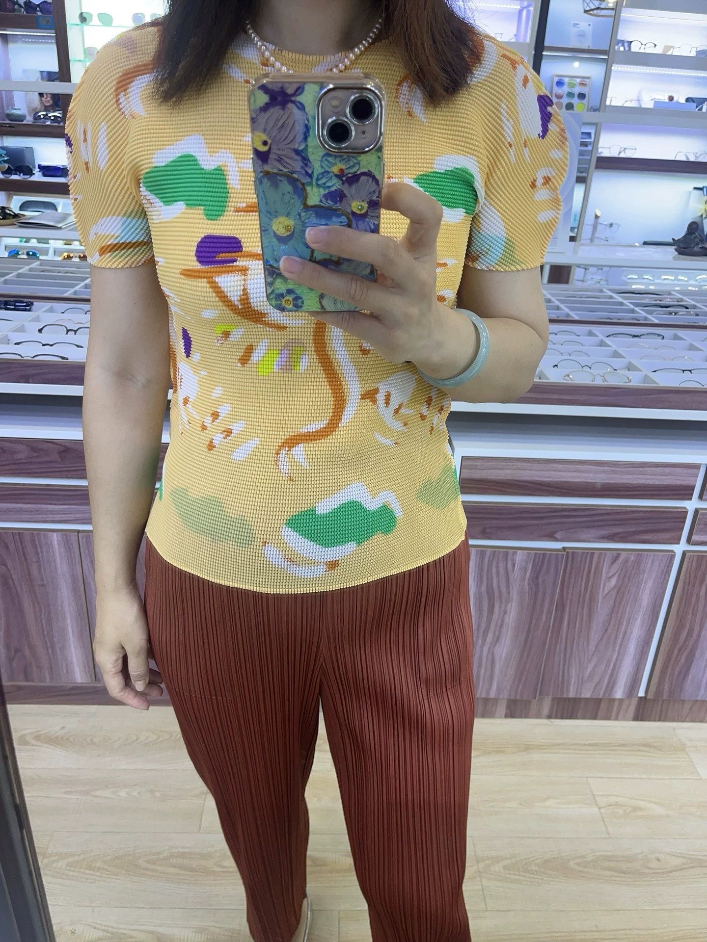 Issey Miyake issey miyake Yellow round neck bunny pleated short sleeved shirt Size US M / EU 48-50 / 2 - 6 Thumbnail