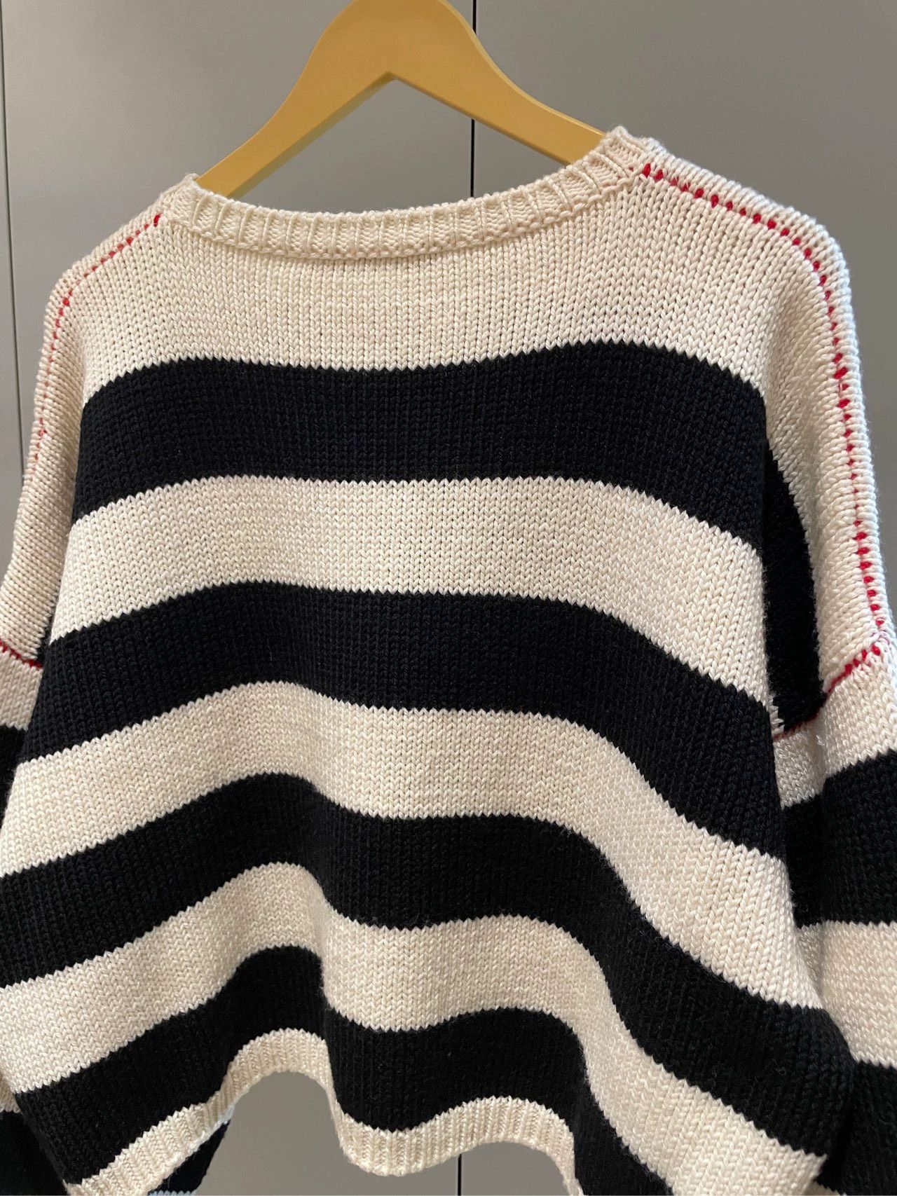 Raf Simons Black and white striped RS red letter knitted sweater
