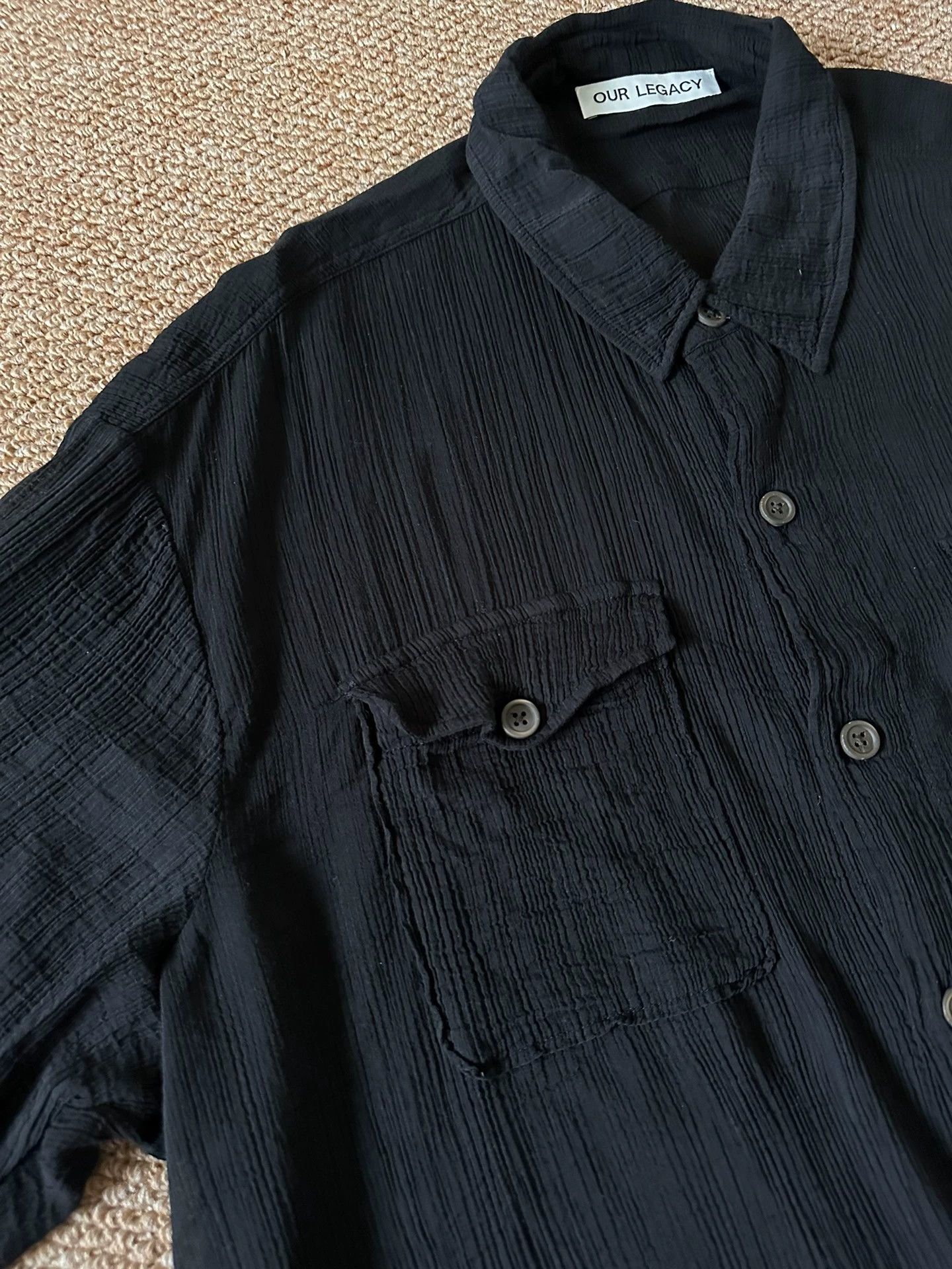 Our Legacy Our legacy Black semi-transparent double pocket short sleeve Size US L / EU 52-54 / 3 - 3 Thumbnail