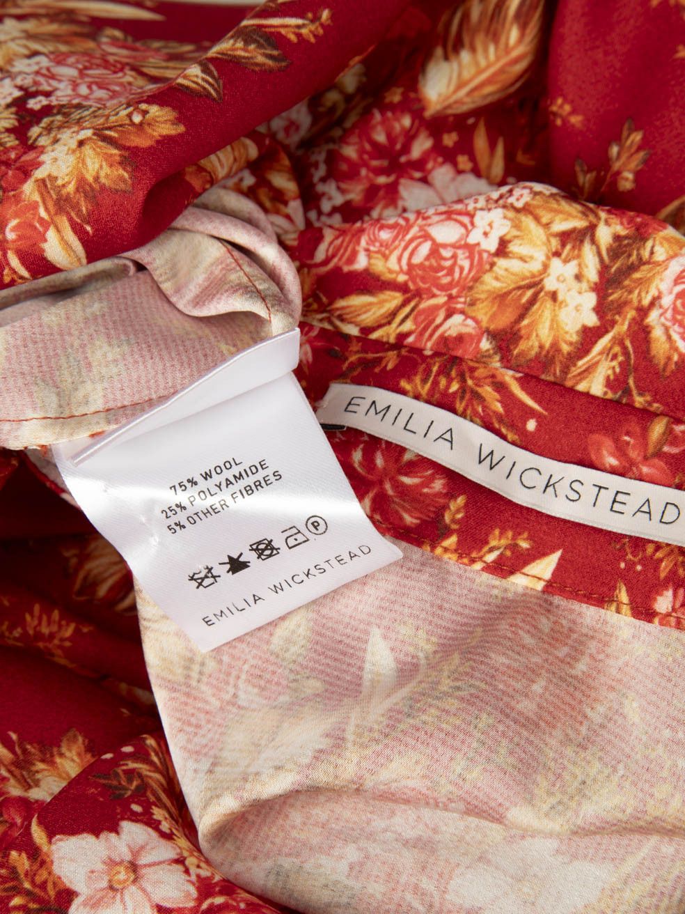 Emilia Wickstead Red Floral Long Sleeve Shirt Size XS / US 0-2 / IT 36-38 - 6 Thumbnail