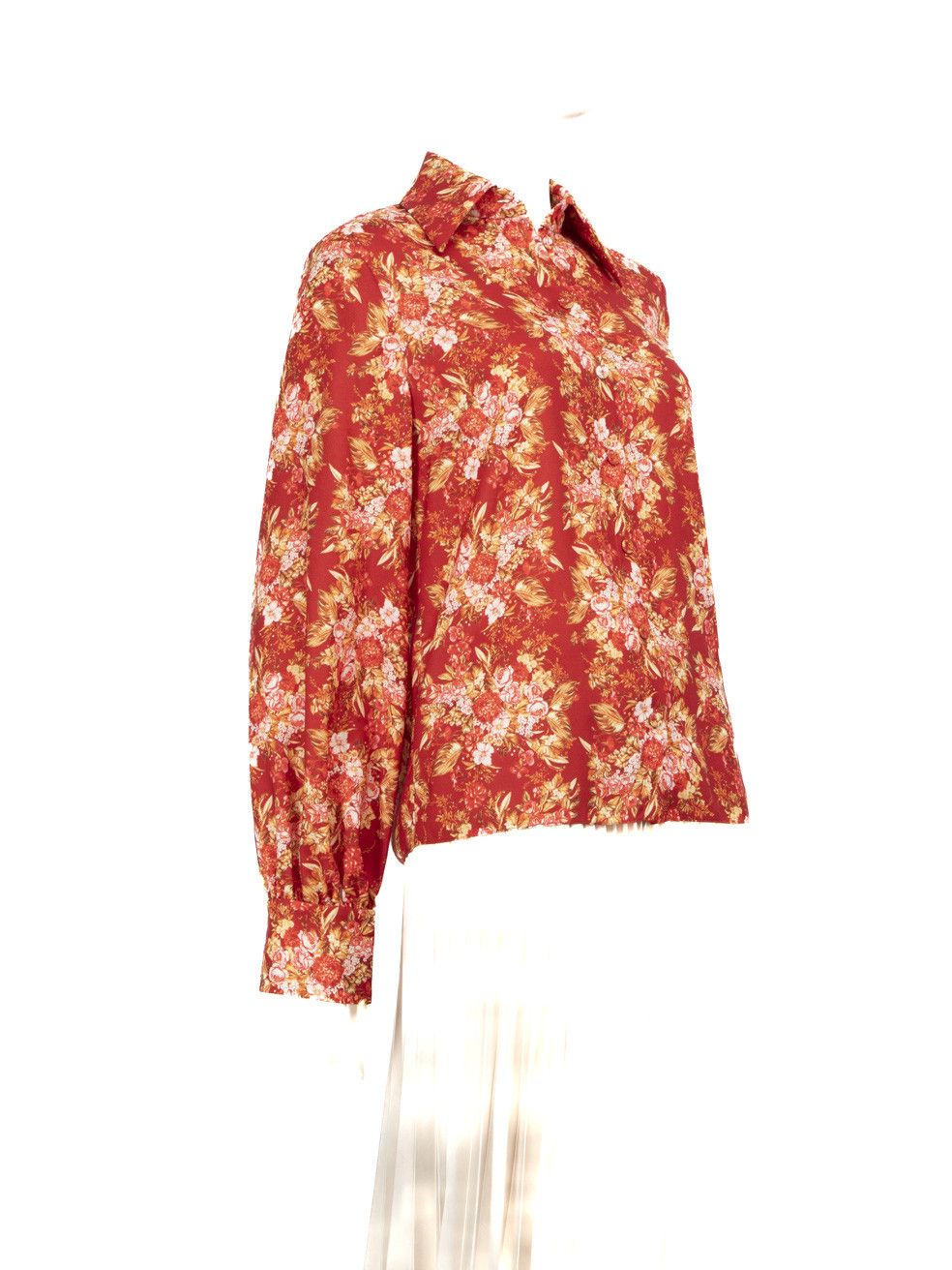 Emilia Wickstead Red Floral Long Sleeve Shirt Size XS / US 0-2 / IT 36-38 - 2 Thumbnail