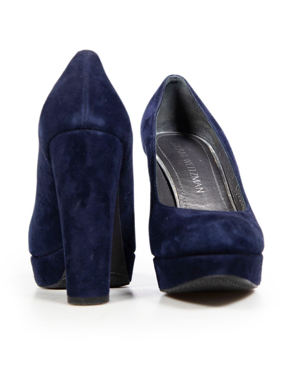 Stuart Weitzman Navy Suede Platform Pumps Size US 8 / IT 38 - 3 Thumbnail