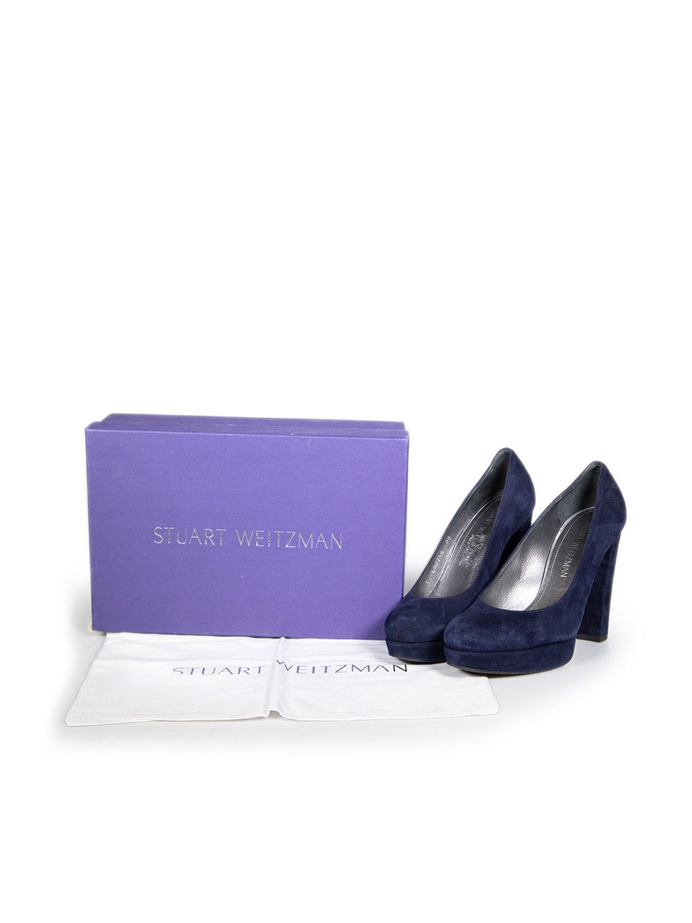 Stuart Weitzman Navy Suede Platform Pumps Size US 8 / IT 38 - 16 Thumbnail