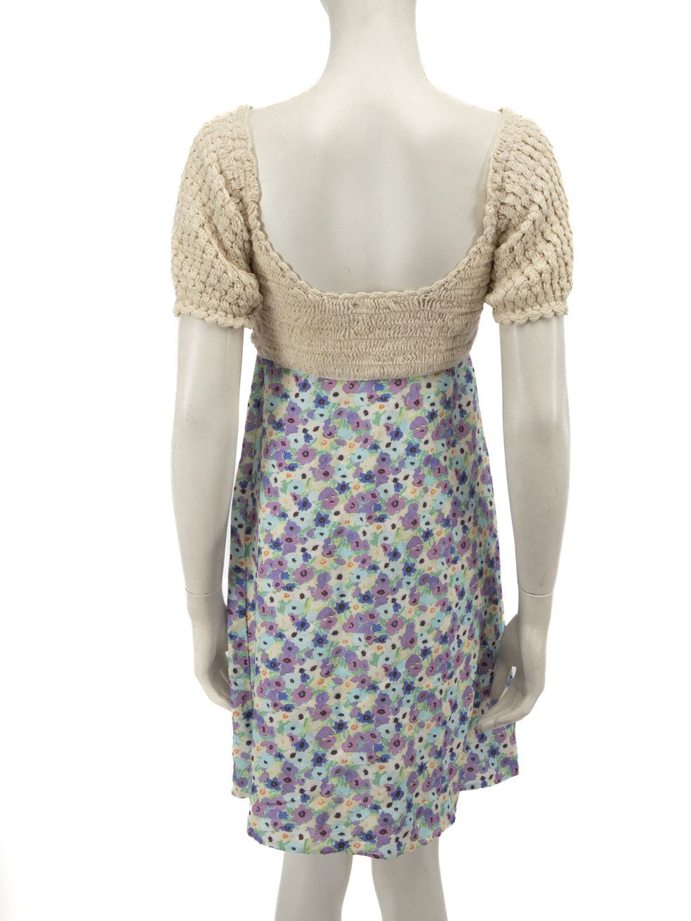 RIXO Crochet Top Floral Print Mini Dress Size XS / US 0-2 / IT 36-38 - 3 Thumbnail