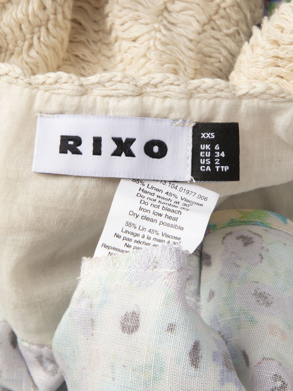 RIXO Crochet Top Floral Print Mini Dress Size XS / US 0-2 / IT 36-38 - 7 Thumbnail