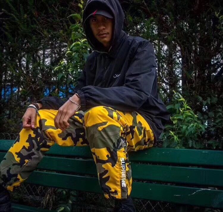 Supreme 17fw Supreme Brooklyn Box Logo Bogo Yellow CAMO Warm Up Cargo Work  Pants Medium | Grailed