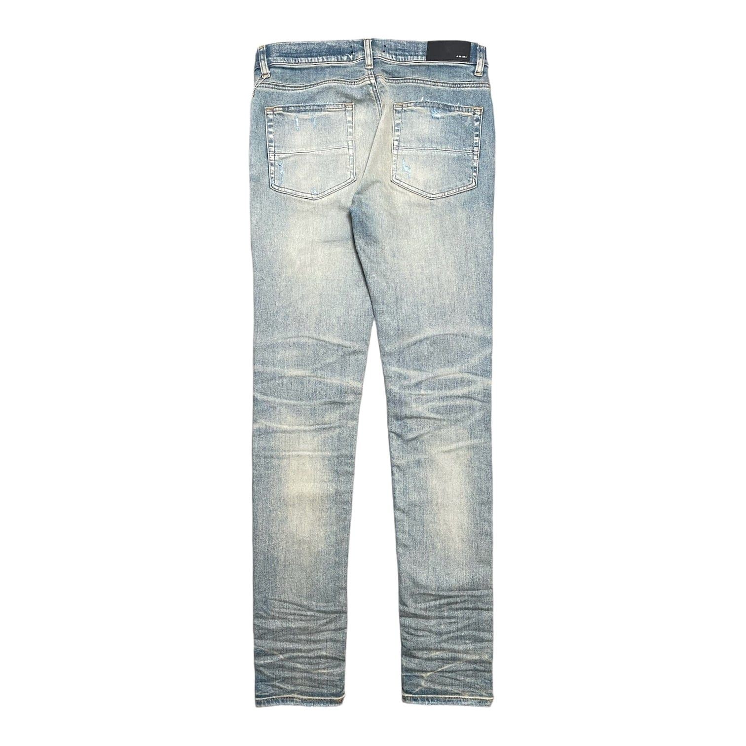 Amiri Amiri MX1 Cracked Orange Leather Jeans Clay Indigo | Grailed