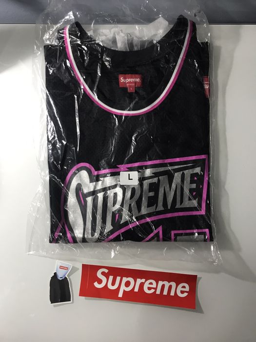 Supreme Supreme Bolt Basketball Jersey Black/Pink | Grailed