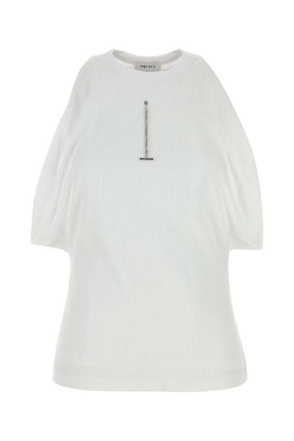 Alexander McQueen White Stretch Cotton Top Size M / US 6-8 / IT 42-44 - 3 Thumbnail