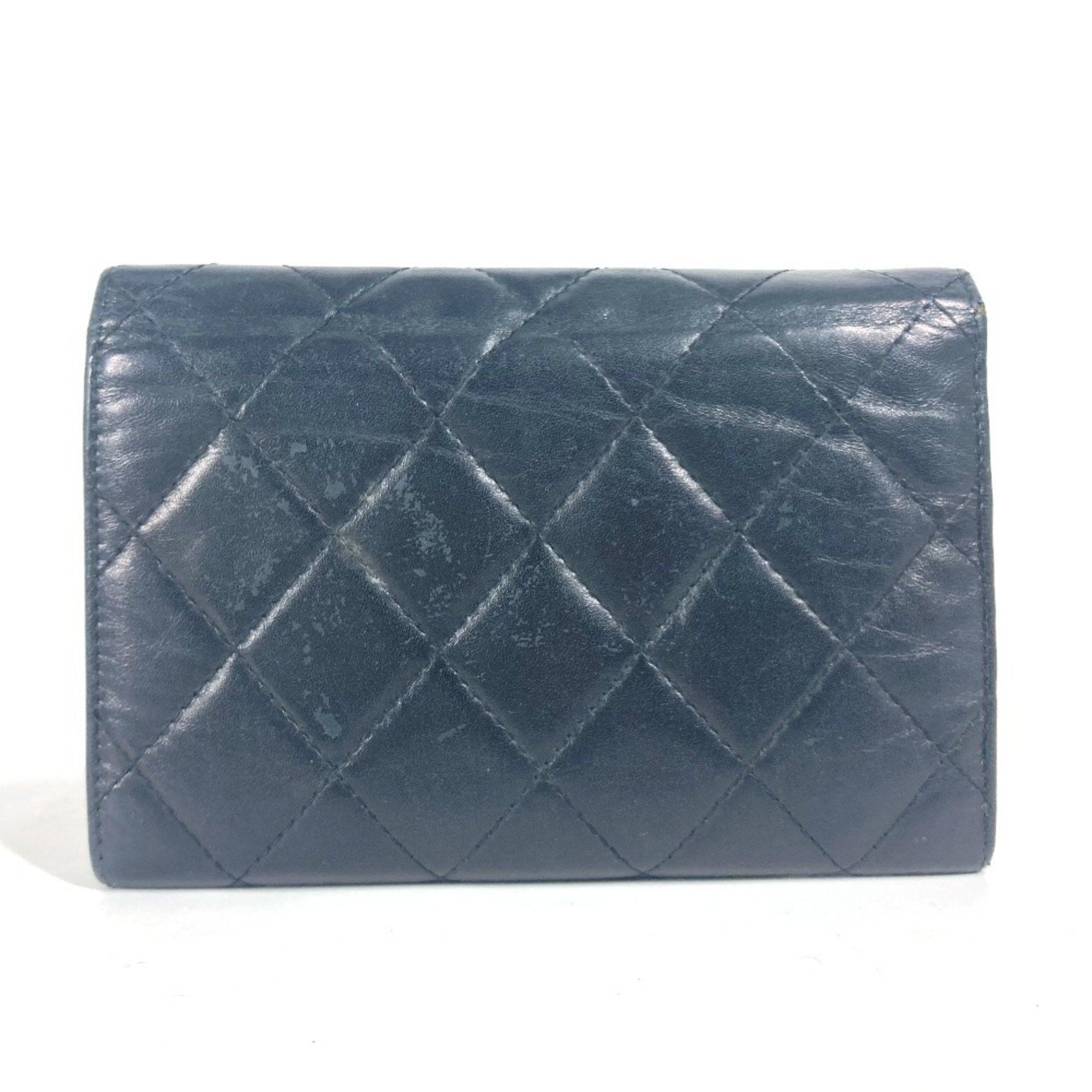 Chanel CHANEL Cambon Line CC Coco Mark Compact Wallet Bi-fold Leather Women's Black Size ONE SIZE - 2 Thumbnail