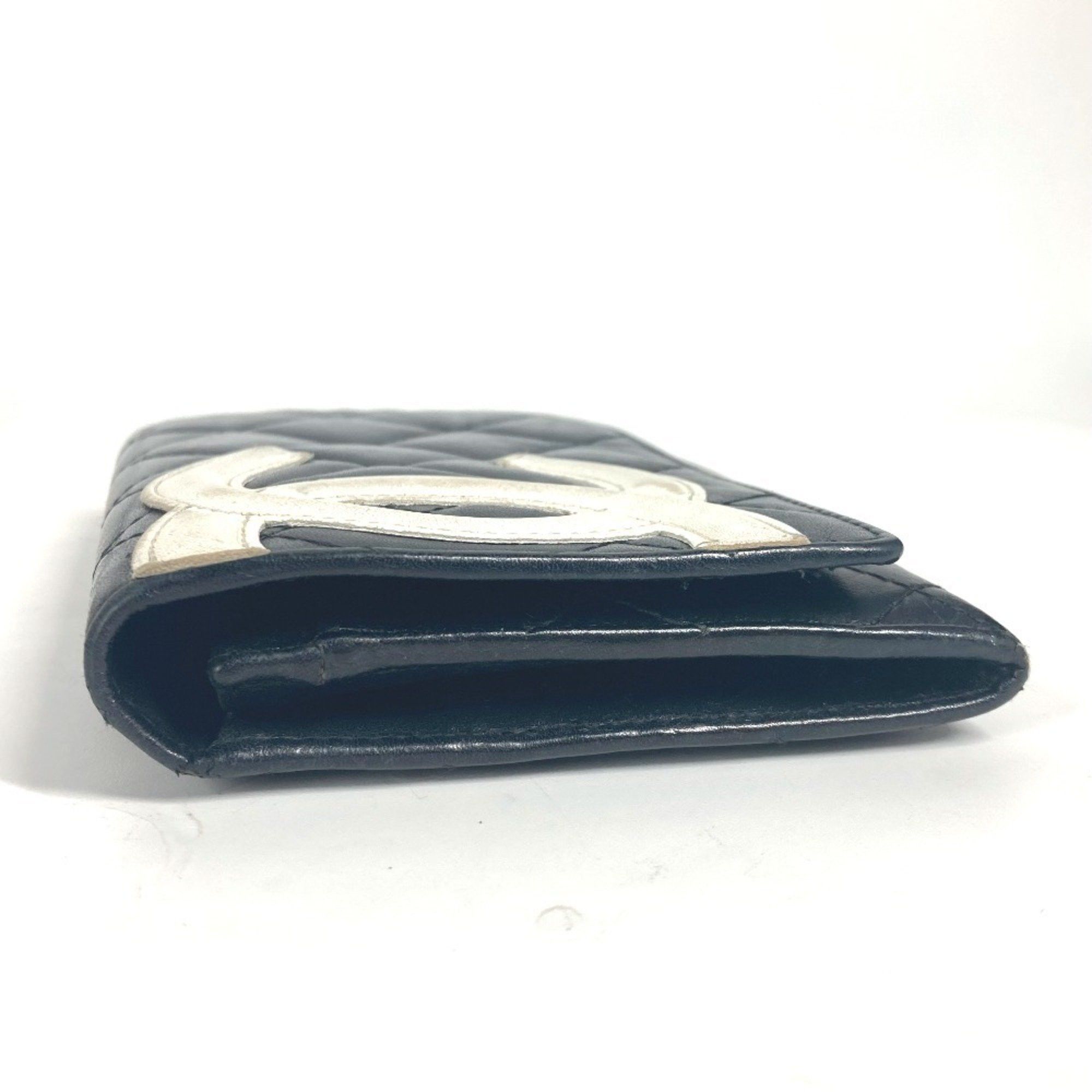 Chanel CHANEL Cambon Line CC Coco Mark Compact Wallet Bi-fold Leather Women's Black Size ONE SIZE - 4 Thumbnail