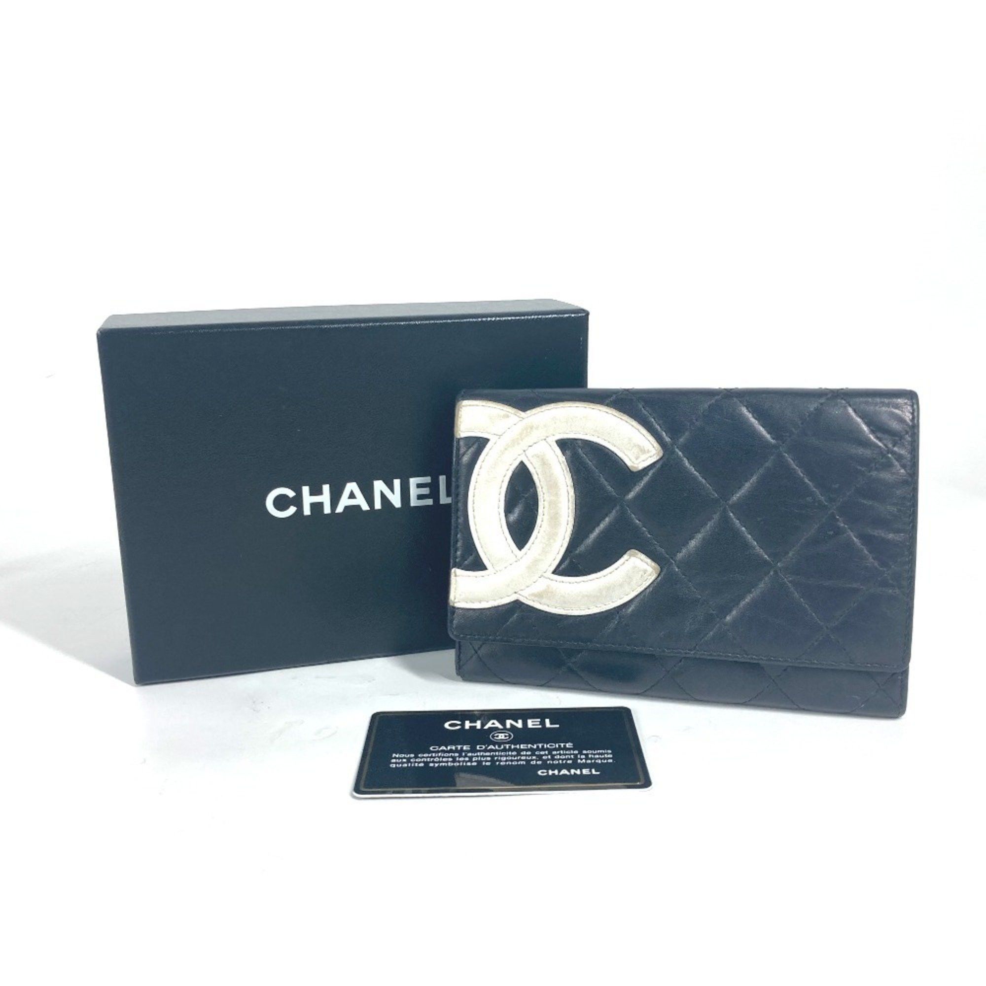 Chanel CHANEL Cambon Line CC Coco Mark Compact Wallet Bi-fold Leather Women's Black Size ONE SIZE - 14 Thumbnail