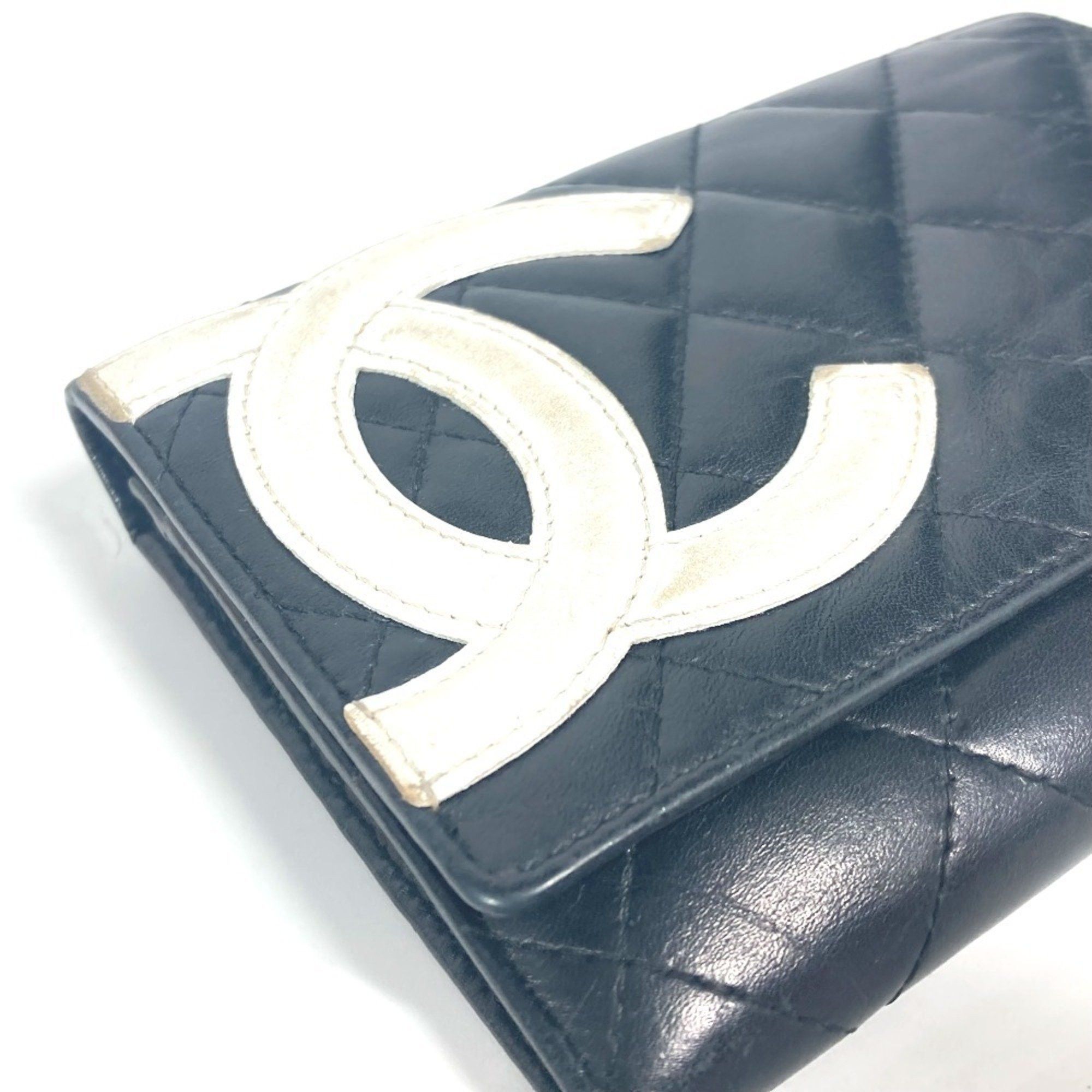 Chanel CHANEL Cambon Line CC Coco Mark Compact Wallet Bi-fold Leather Women's Black Size ONE SIZE - 5 Thumbnail