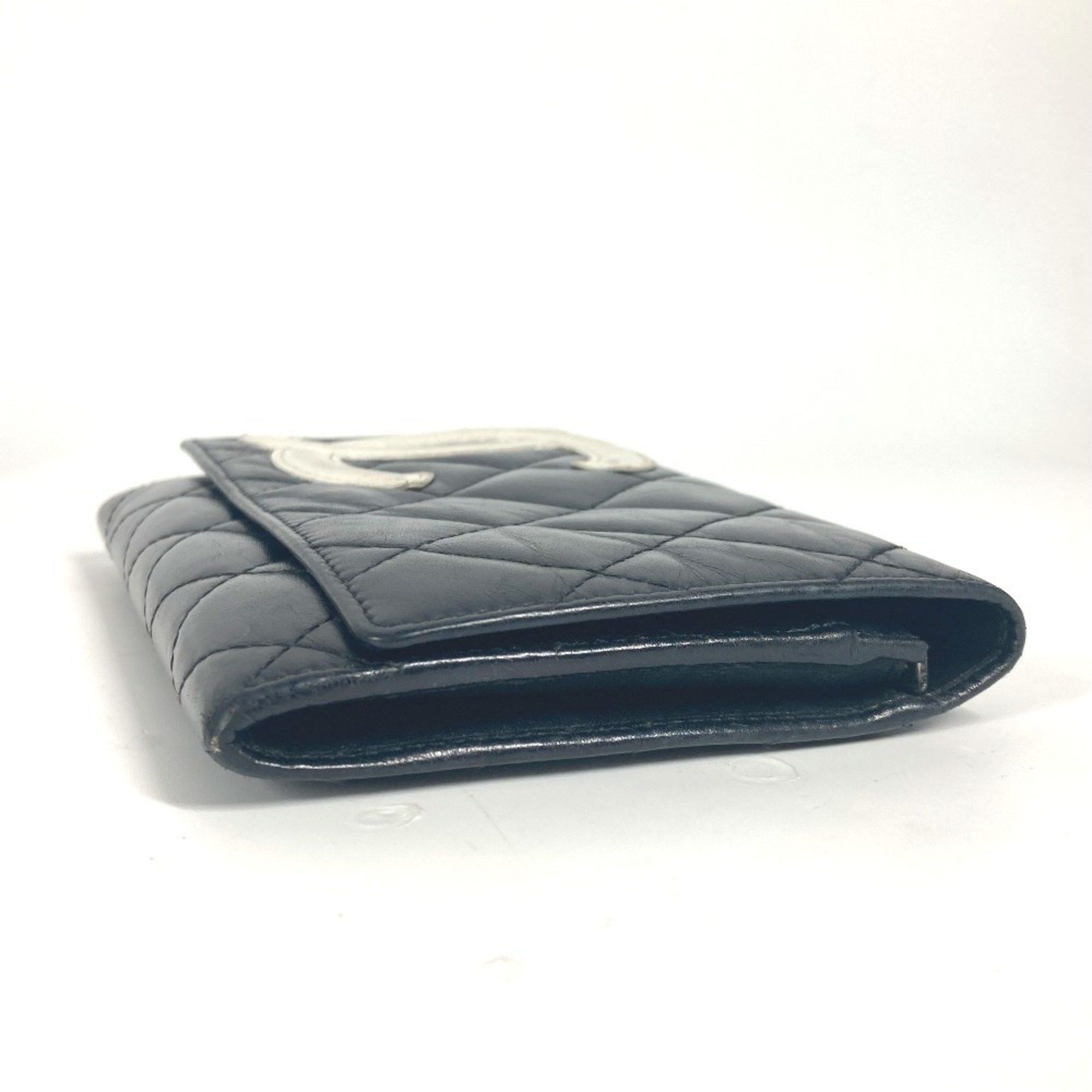 Chanel CHANEL Cambon Line CC Coco Mark Compact Wallet Bi-fold Leather Women's Black Size ONE SIZE - 3 Thumbnail
