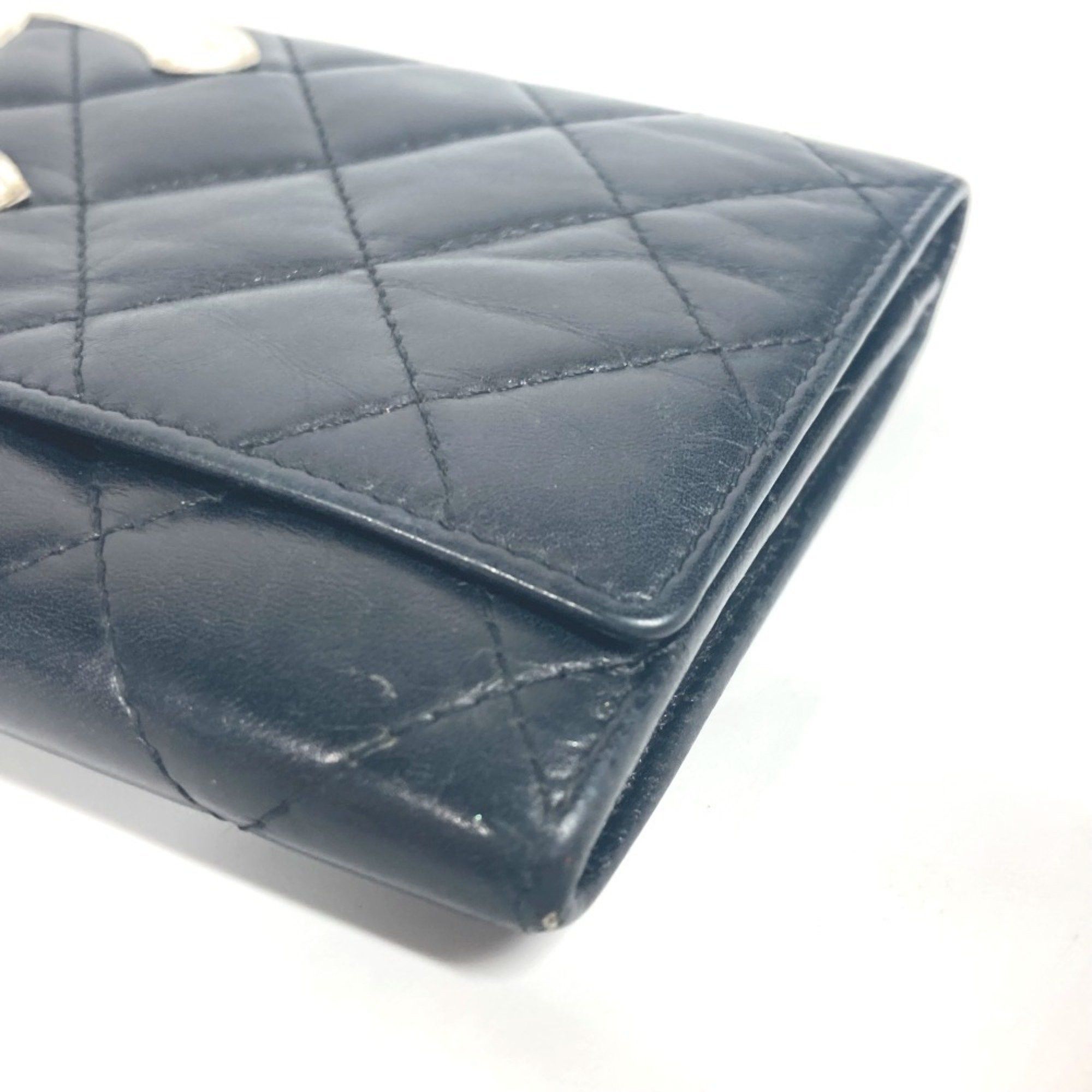 Chanel CHANEL Cambon Line CC Coco Mark Compact Wallet Bi-fold Leather Women's Black Size ONE SIZE - 6 Thumbnail