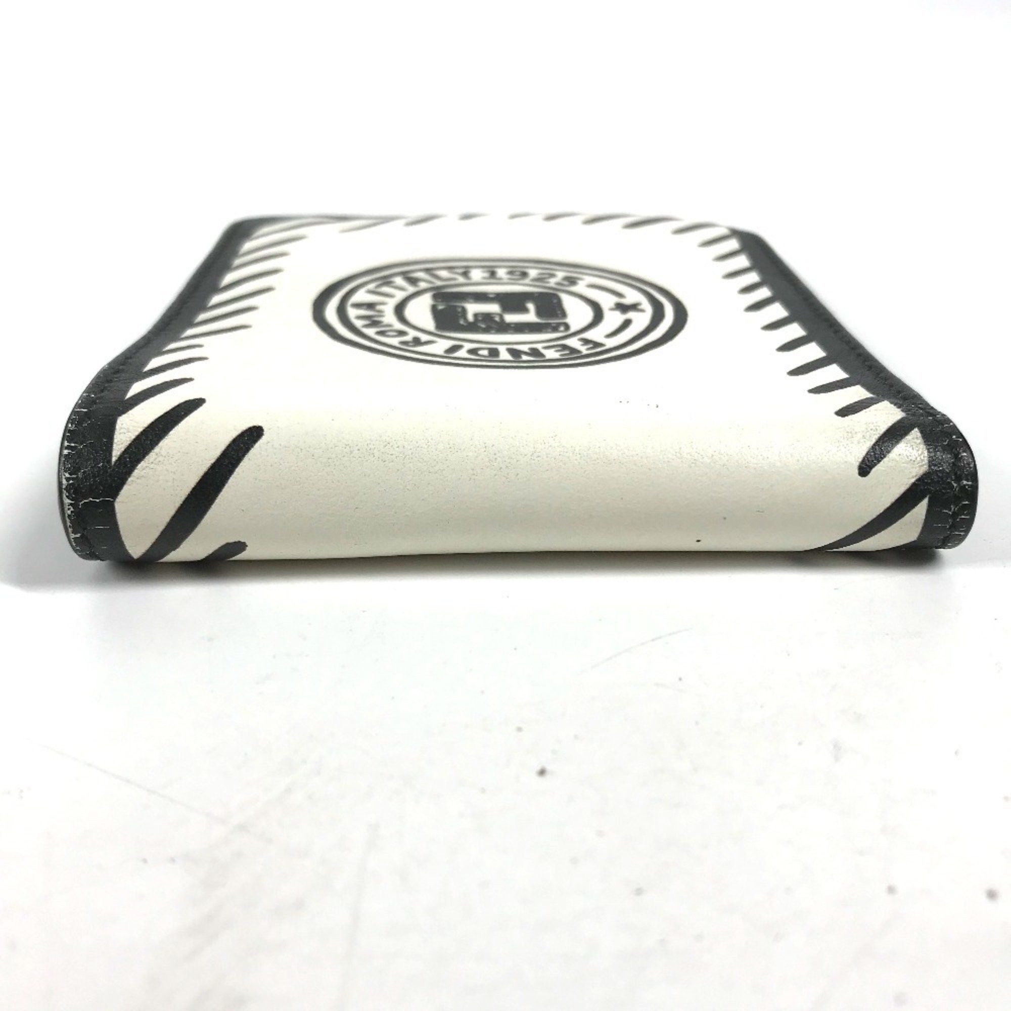 Fendi FENDI 7M0169 Compact Wallet Joshua Vides Collaboration Billfold Bi-fold Leather Men's White Size ONE SIZE - 5 Thumbnail