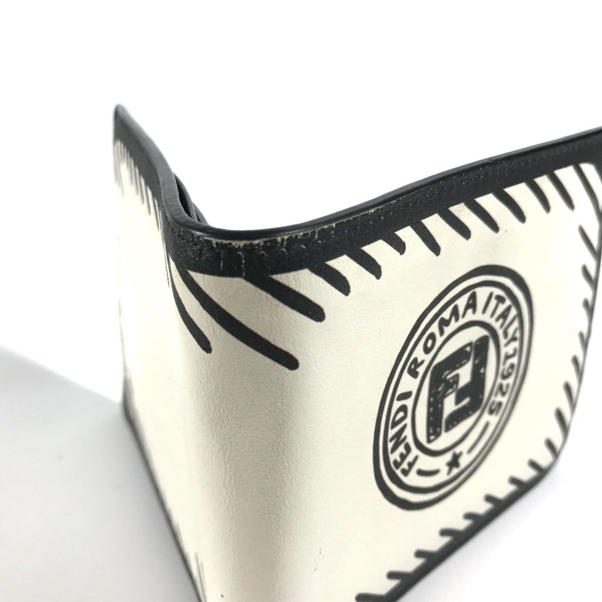 Fendi FENDI 7M0169 Compact Wallet Joshua Vides Collaboration Billfold Bi-fold Leather Men's White Size ONE SIZE - 6 Thumbnail