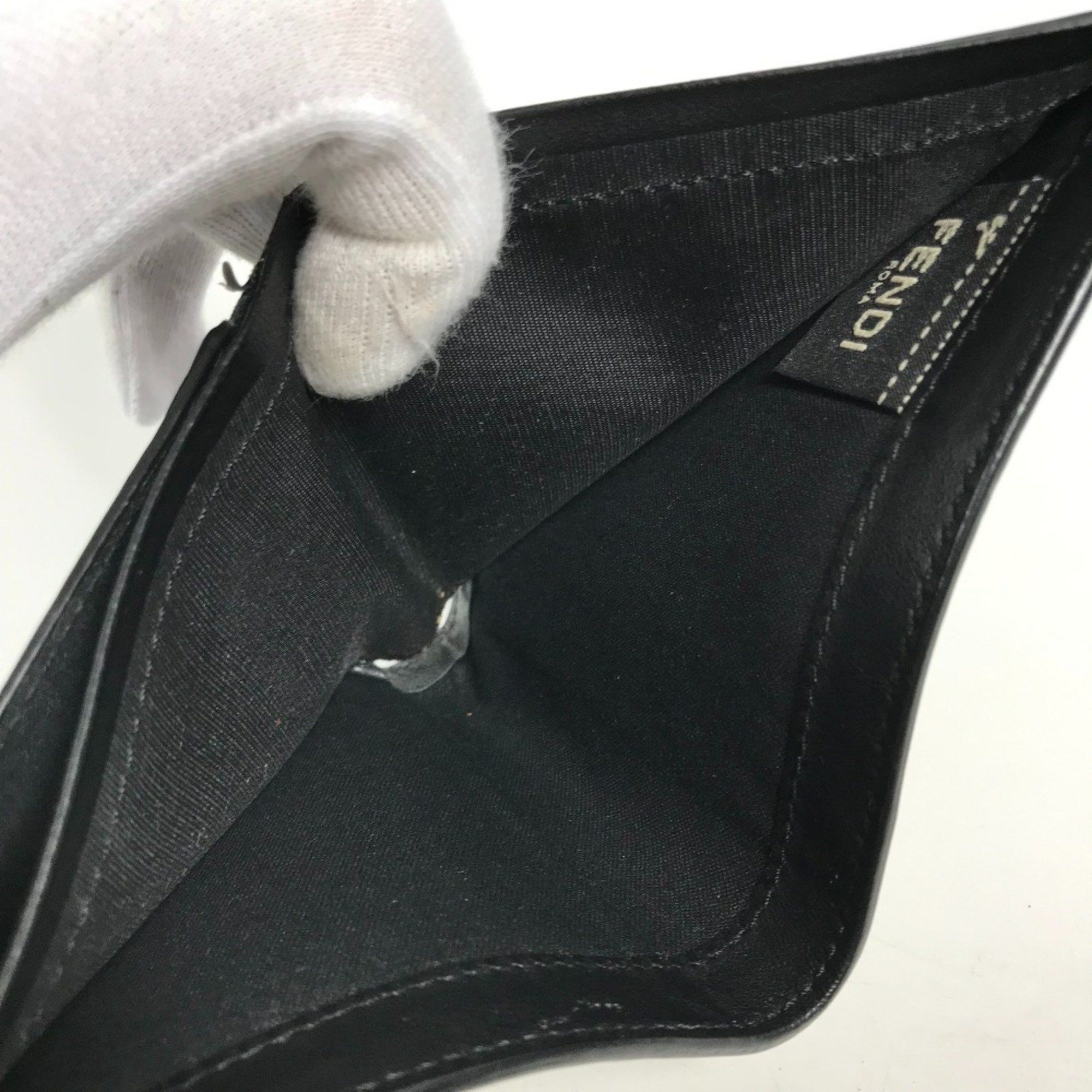 Fendi FENDI 7M0169 Compact Wallet Joshua Vides Collaboration Billfold Bi-fold Leather Men's White Size ONE SIZE - 11 Thumbnail