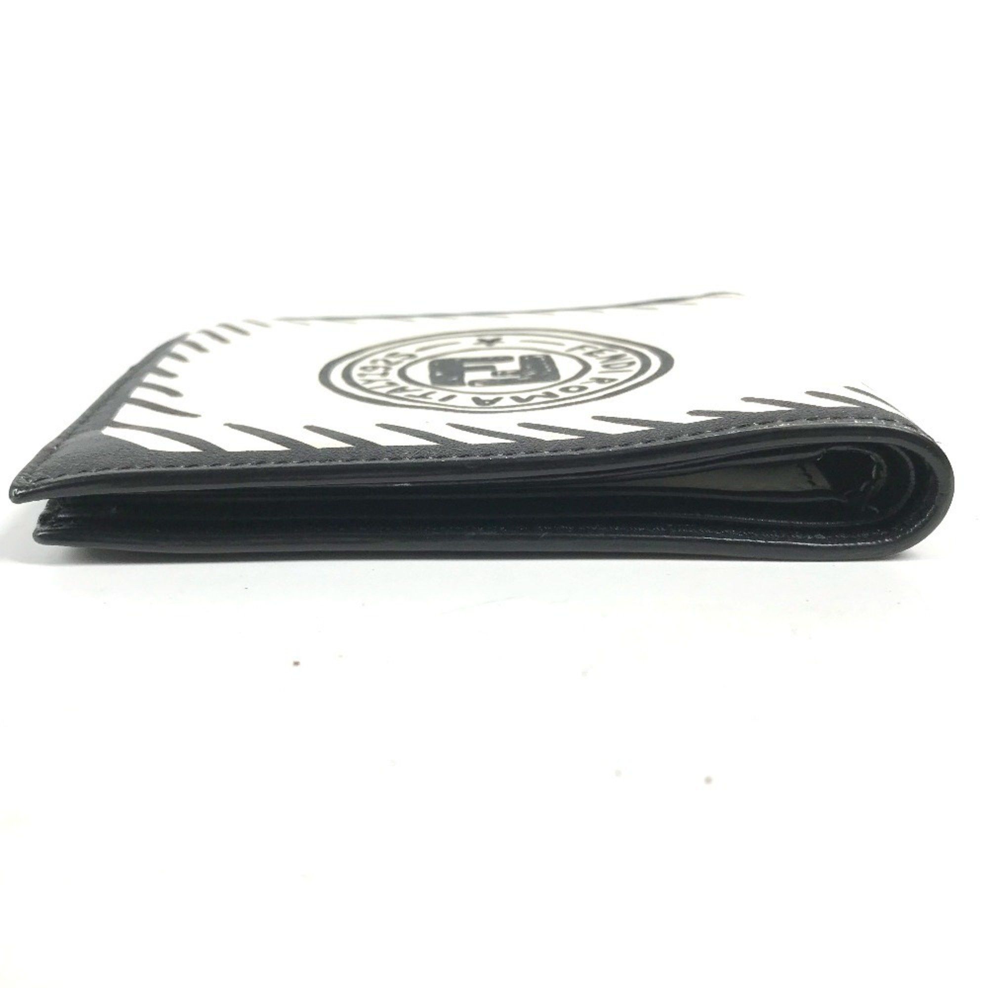 Fendi FENDI 7M0169 Compact Wallet Joshua Vides Collaboration Billfold Bi-fold Leather Men's White Size ONE SIZE - 4 Thumbnail