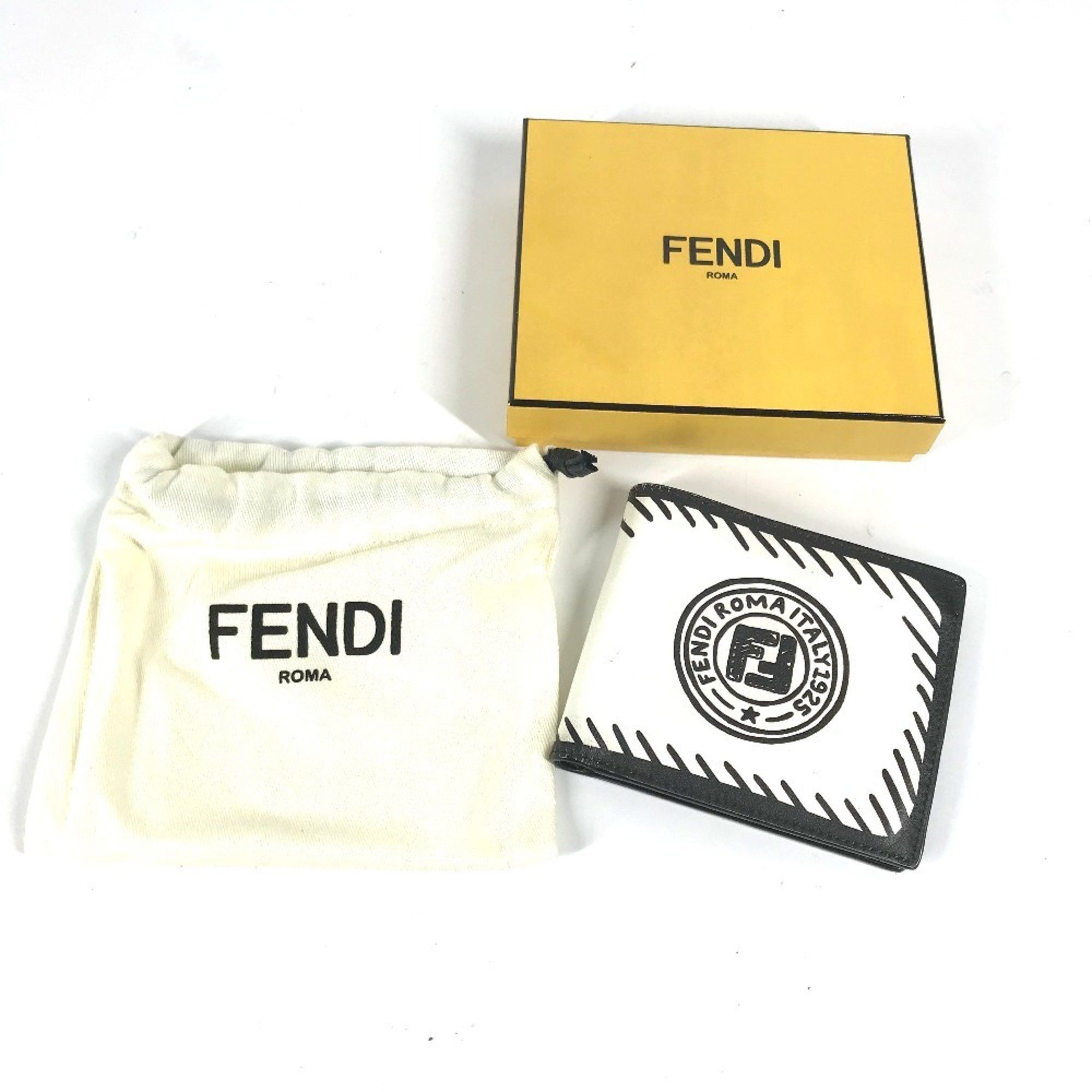 Fendi FENDI 7M0169 Compact Wallet Joshua Vides Collaboration Billfold Bi-fold Leather Men's White Size ONE SIZE - 14 Thumbnail