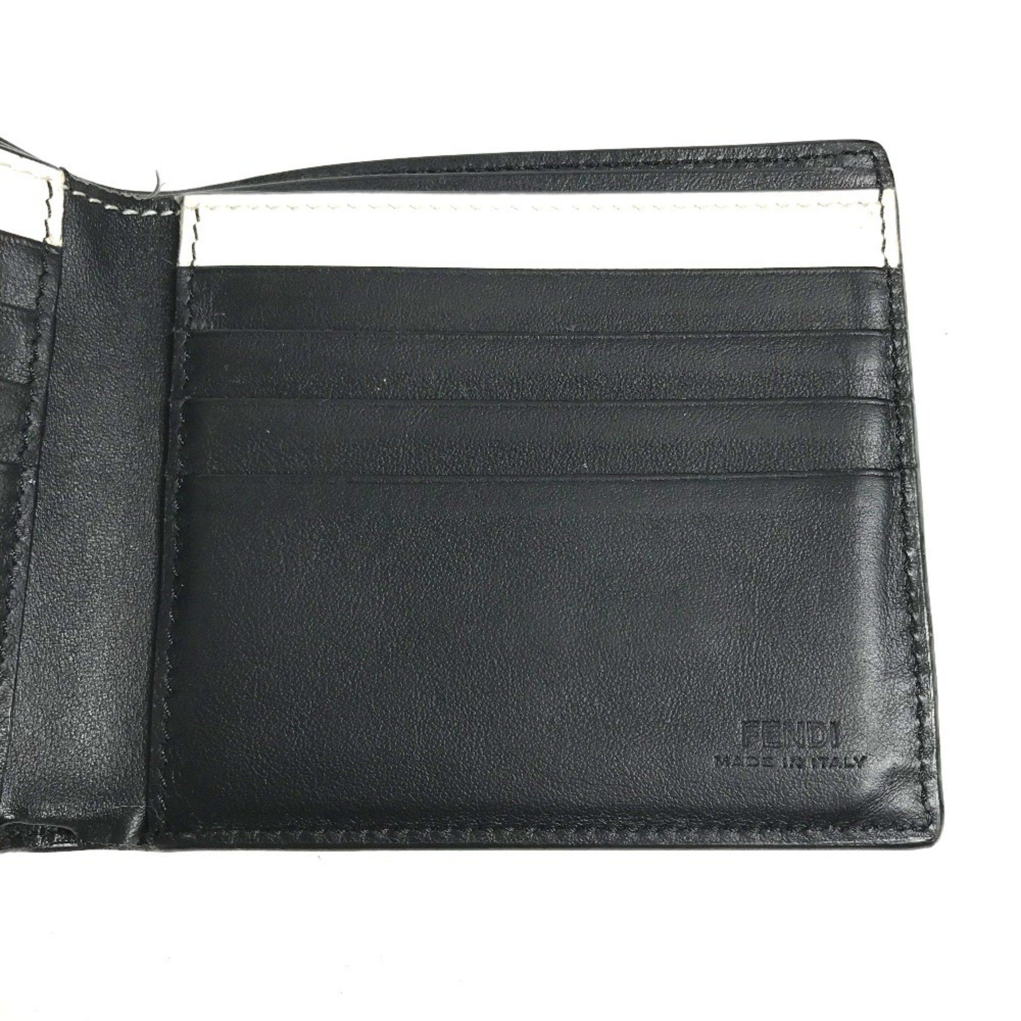 Fendi FENDI 7M0169 Compact Wallet Joshua Vides Collaboration Billfold Bi-fold Leather Men's White Size ONE SIZE - 9 Thumbnail