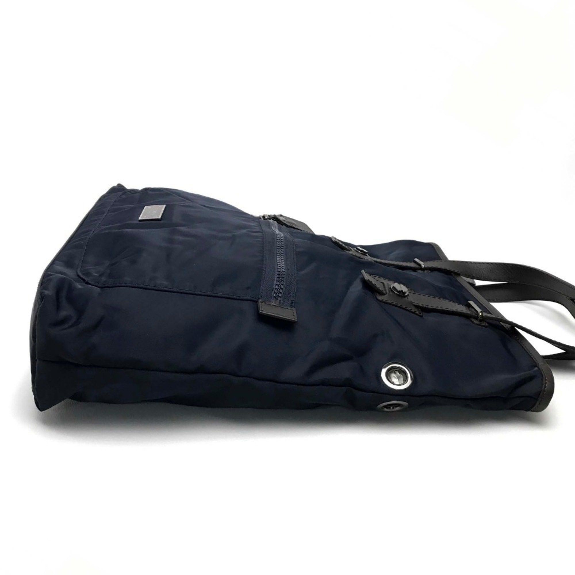 Furla FURLA Tote bag Shoulder Nylon Leather Women's Navy x Dark Brown Size ONE SIZE - 4 Thumbnail