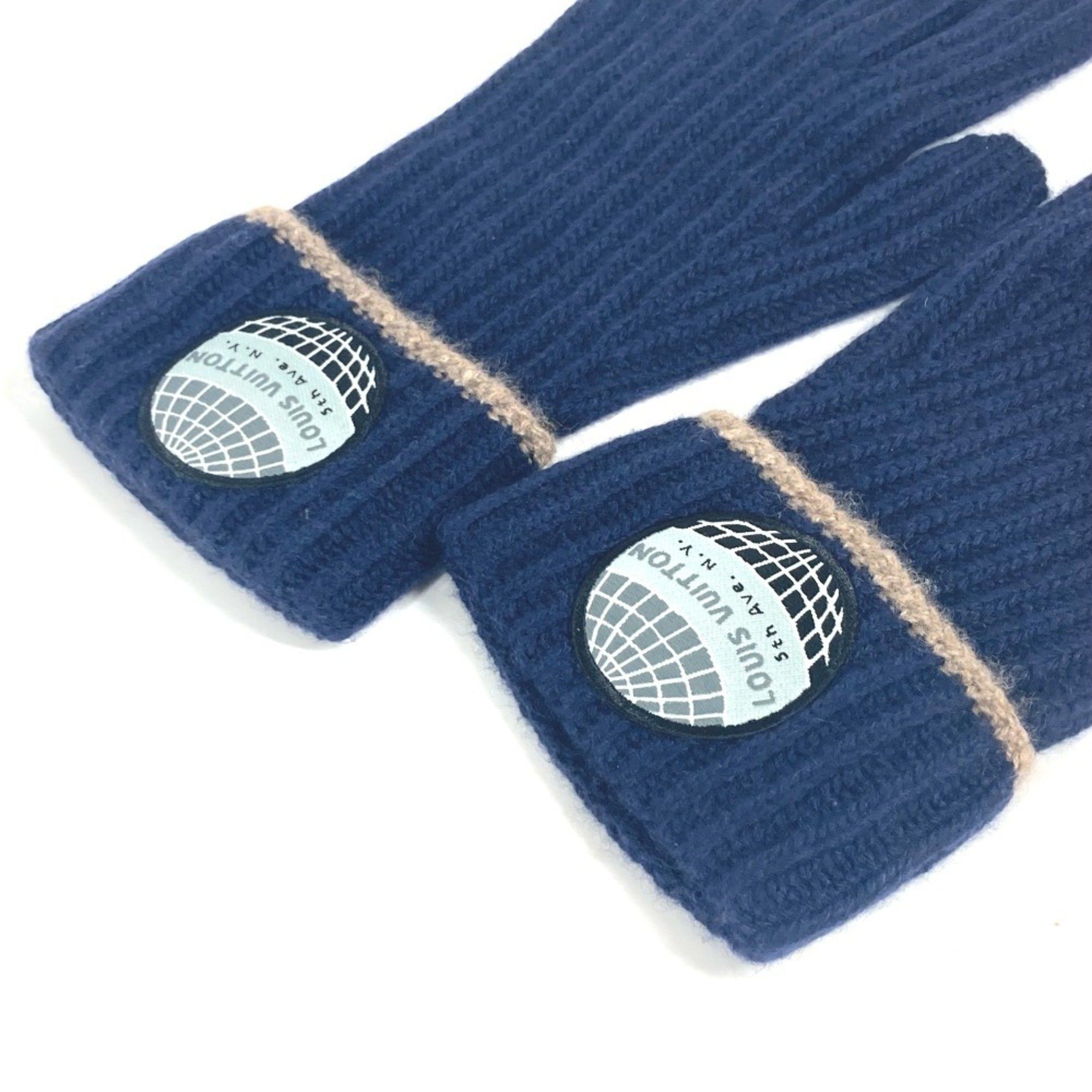 Louis Vuitton Louis Vuitton Patch Gloves Cashmere Men's Navy Size ONE SIZE - 3 Thumbnail