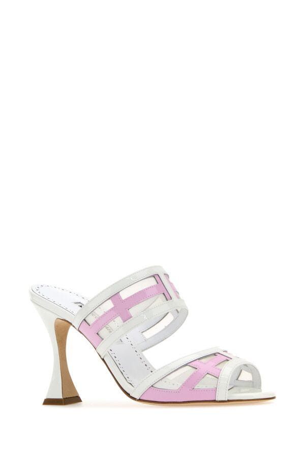 Manolo Blahnik Two-Tone Leather And Mesh Avespamu Mules Size US 11 / IT 41 - 4 Thumbnail