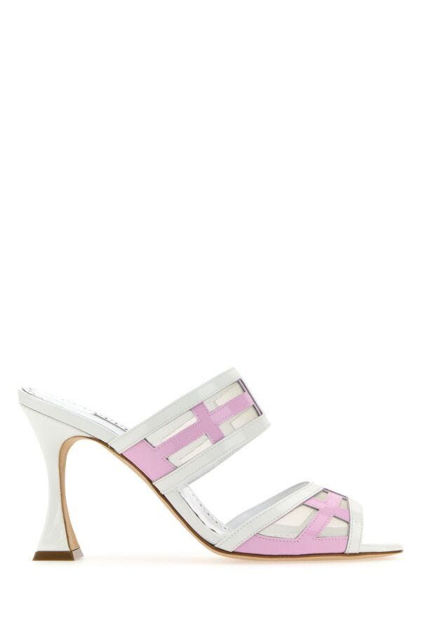 Manolo Blahnik Two-Tone Leather And Mesh Avespamu Mules Size US 11 / IT 41 - 3 Thumbnail