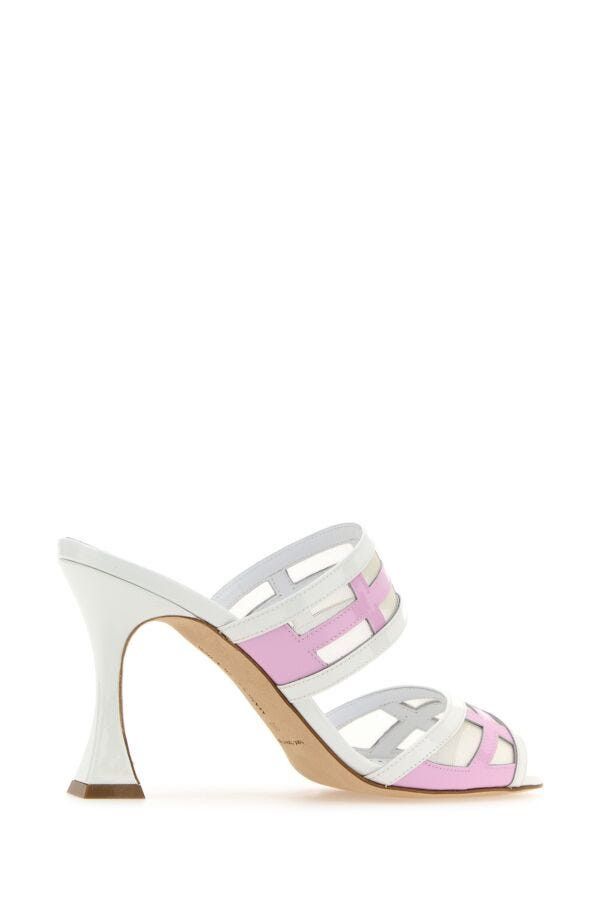 Manolo Blahnik Two-Tone Leather And Mesh Avespamu Mules Size US 11 / IT 41 - 5 Thumbnail