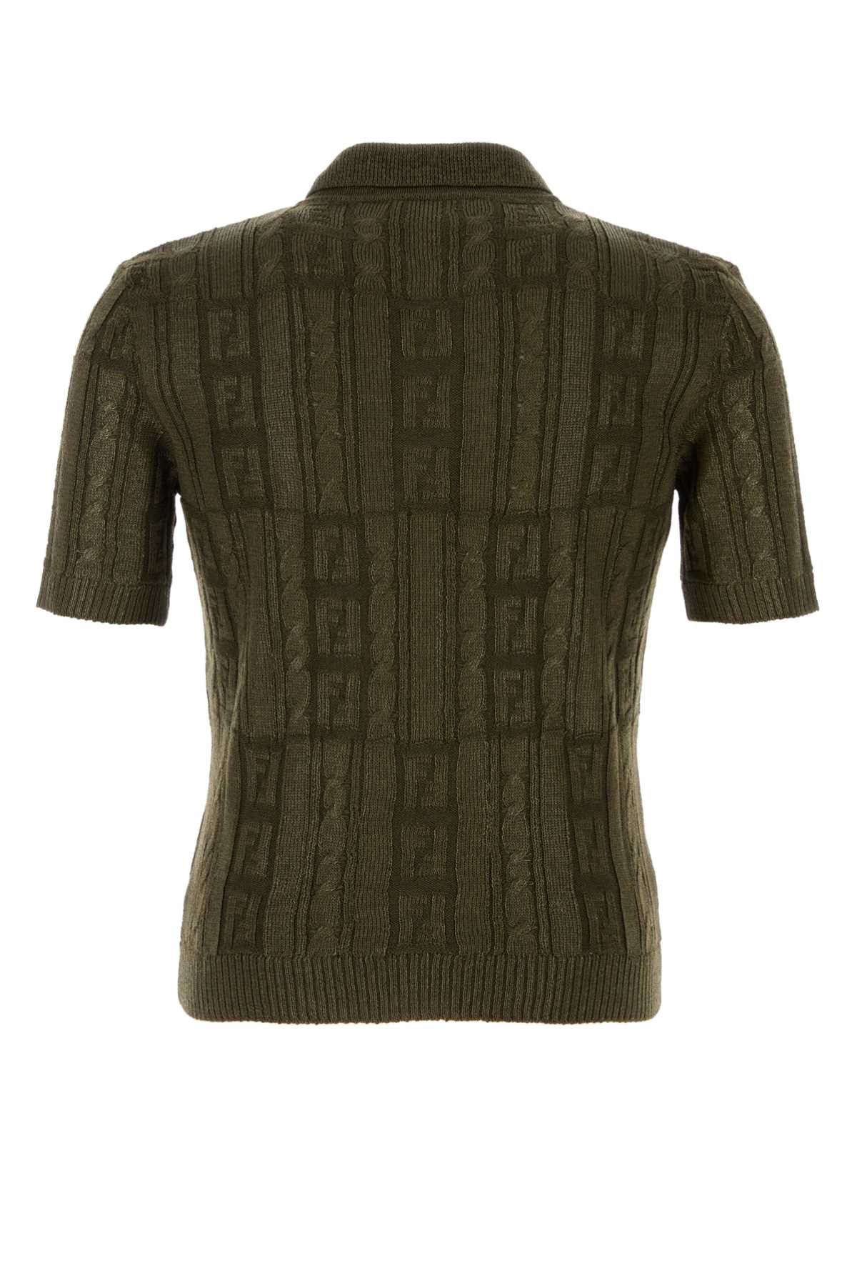 Fendi Army Green Wool Polo Shirt Size US L / EU 52-54 / 3 - 2 Thumbnail