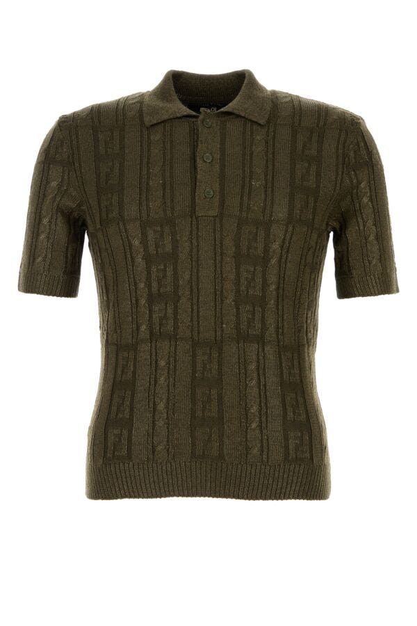 Fendi Army Green Wool Polo Shirt Size US L / EU 52-54 / 3 - 3 Thumbnail