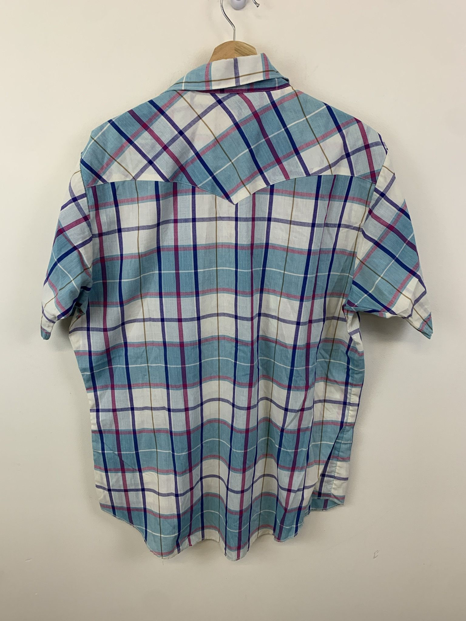 Flannel × Vintage Vintage 1990s Blue Check Pearl Snap Shirt Western Rodeo Shirt Size L Size US L / EU 52-54 / 3 - 3 Thumbnail