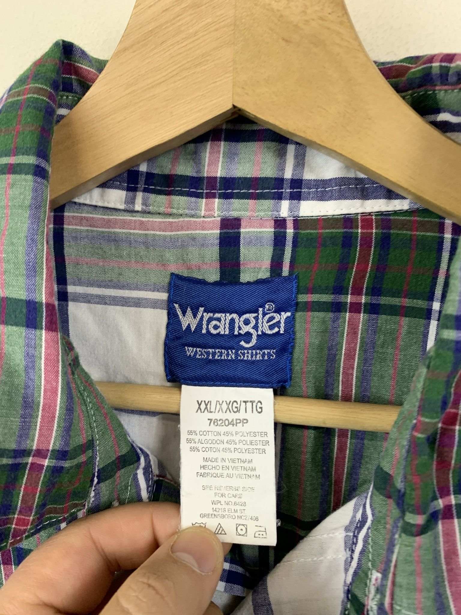 Flannel × Vintage Vintage 1990s Green Check Western Wrangler Shirt Size XXL Size US XXL / EU 58 / 5 - 2 Thumbnail