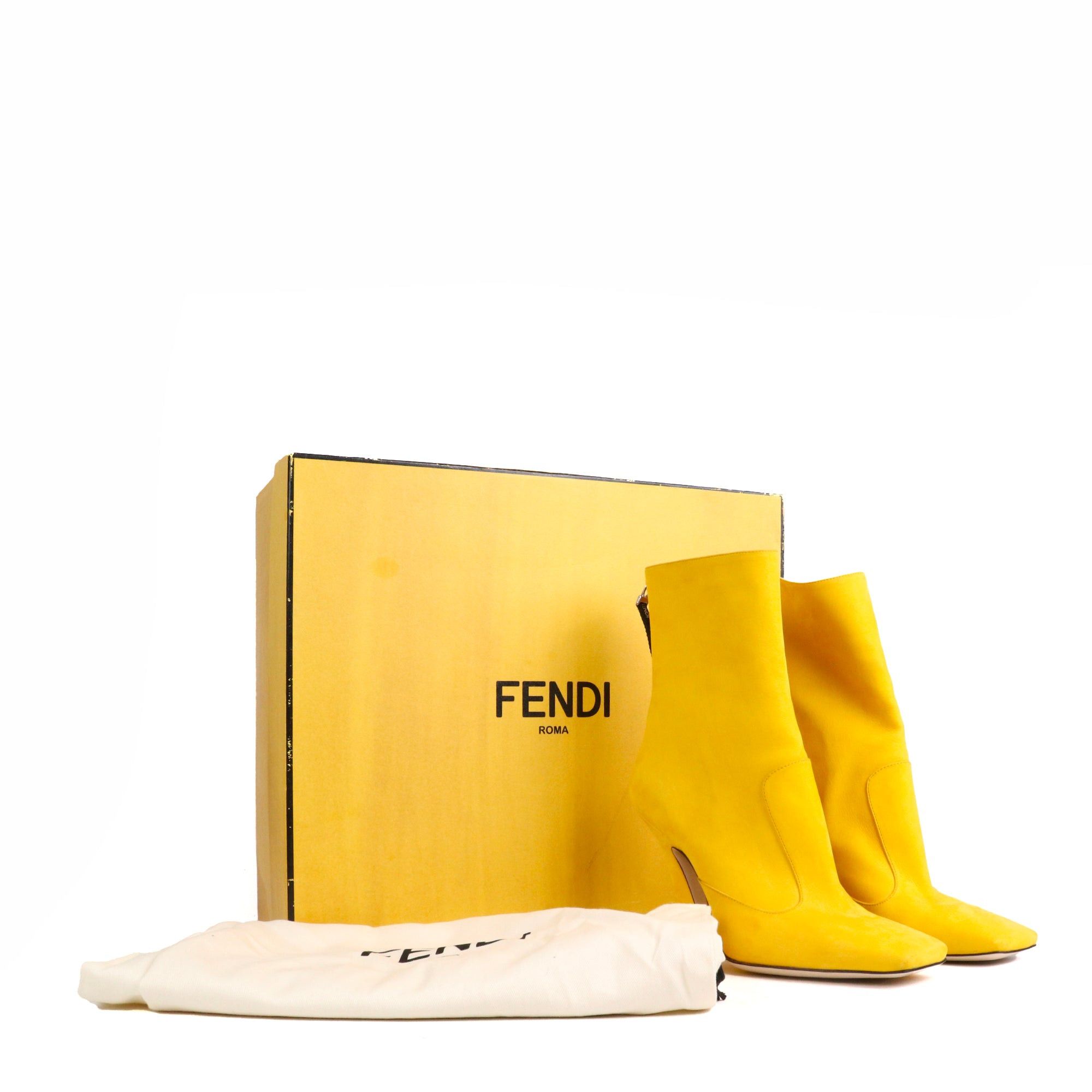 Fendi FENDI - FFreedom Fendi heeled ankle boots in yellow suede (T37) Size US 6 / IT 36 - 6 Thumbnail
