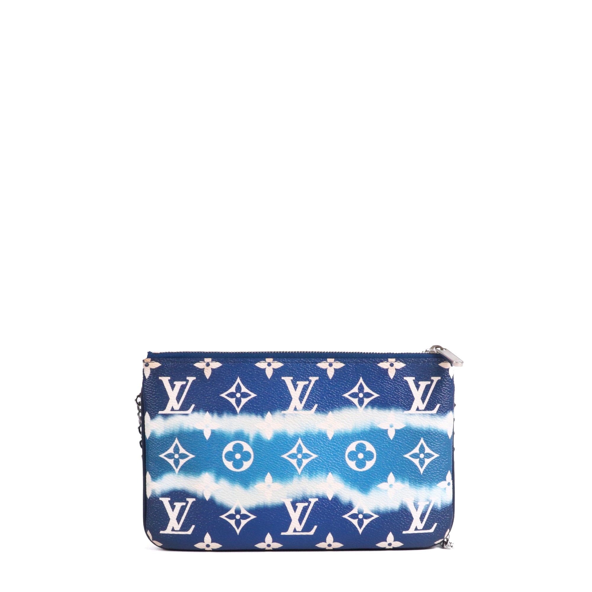 Louis Vuitton LOUIS VUITTON - Louis Vuitton Double Zip Pouch in blue Escale coated canvas Size ONE SIZE - 3 Thumbnail