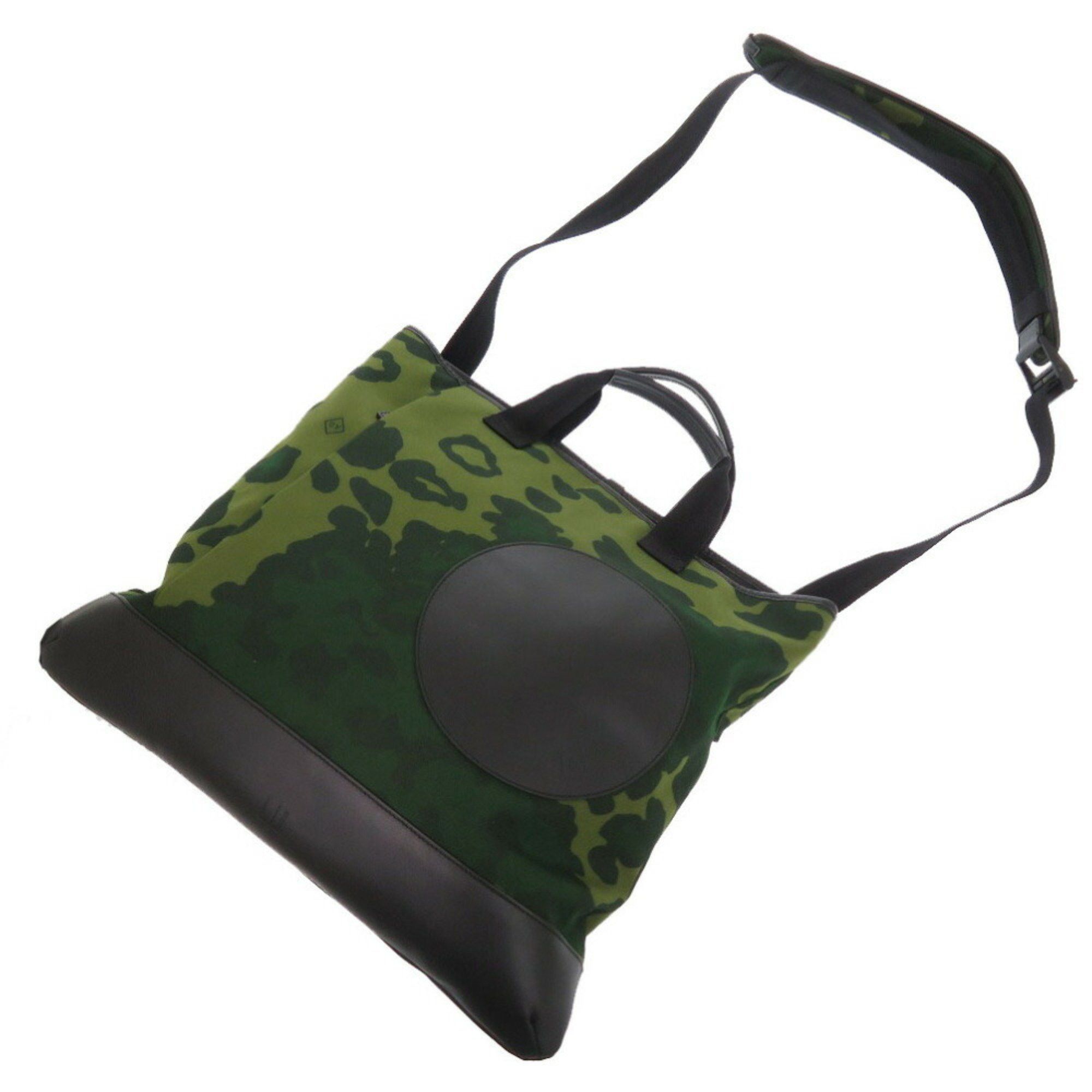 Alfred Dunhill Dunhill Radial Canvas/Leather Green Tote Bag Camouflage/Camouflage 1746Dunhill Size ONE SIZE - 4 Thumbnail