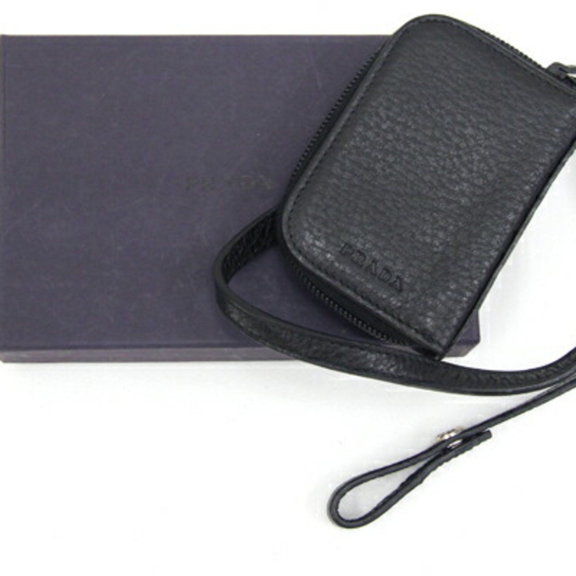 Prada Prada 6-key case, black leather, key, coin with strap, black, men's PRADA Size ONE SIZE - 5 Thumbnail
