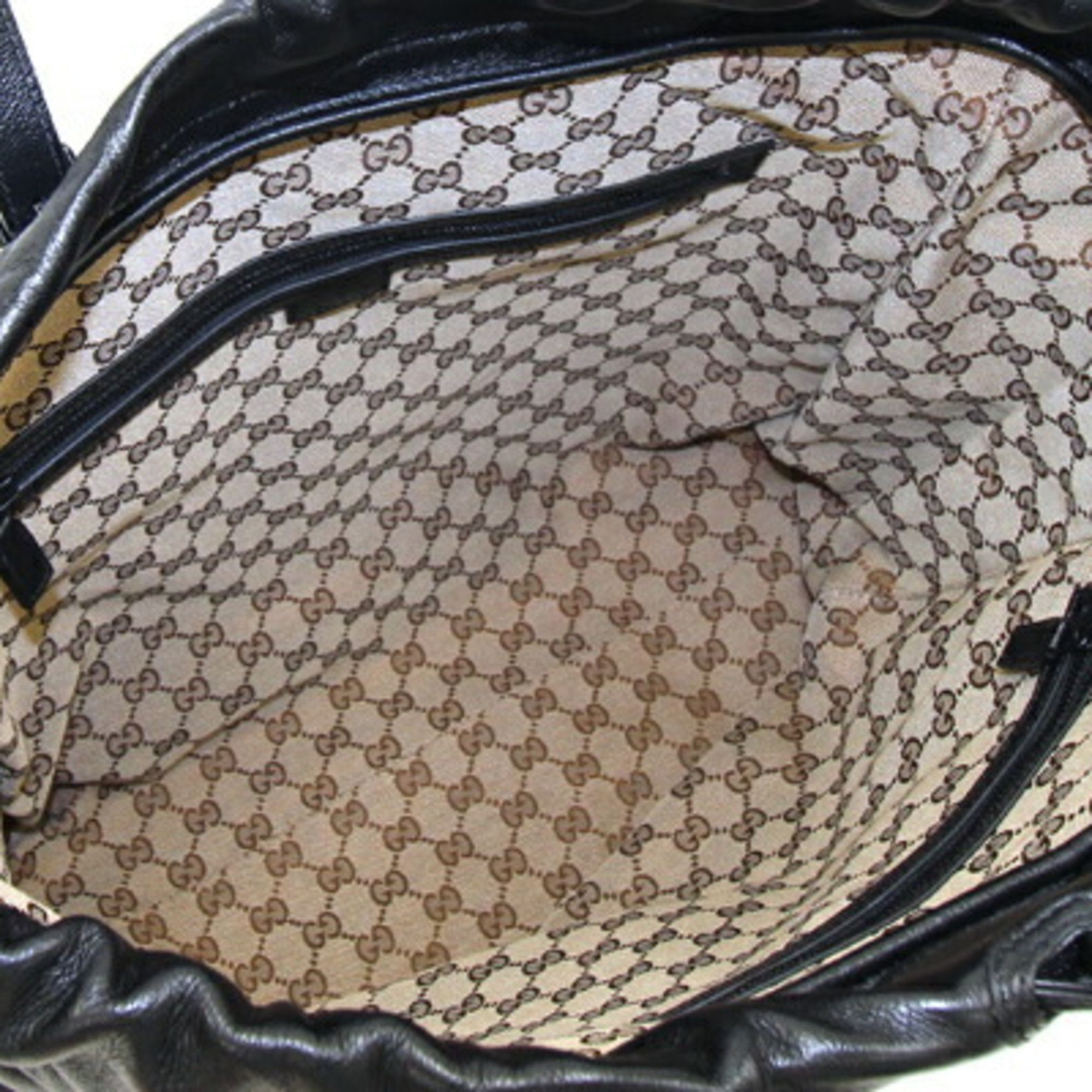 Gucci Gucci Tote Bag Drawstring 725664 Black Leather Lining GG Men Women GUCCI Size ONE SIZE - 3 Thumbnail