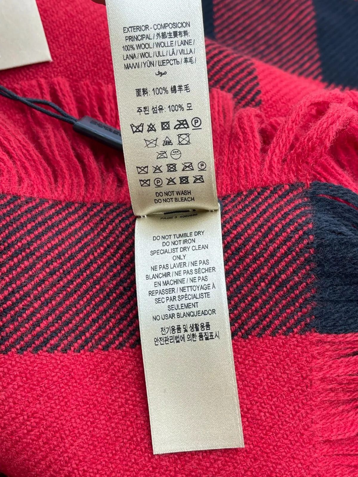 Burberry Red Half Mega Fashion Check Fringe Wool Scarf Size ONE SIZE - 8 Thumbnail