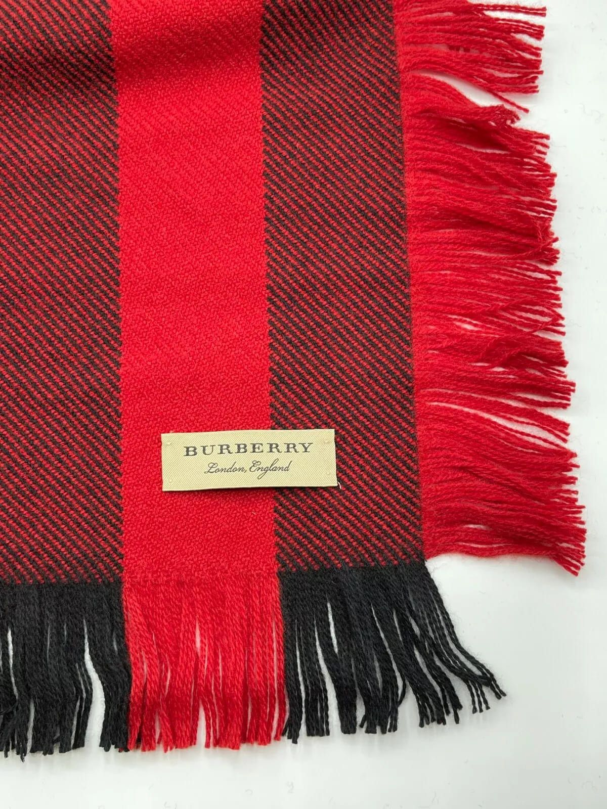 Burberry Red Half Mega Fashion Check Fringe Wool Scarf Size ONE SIZE - 6 Thumbnail