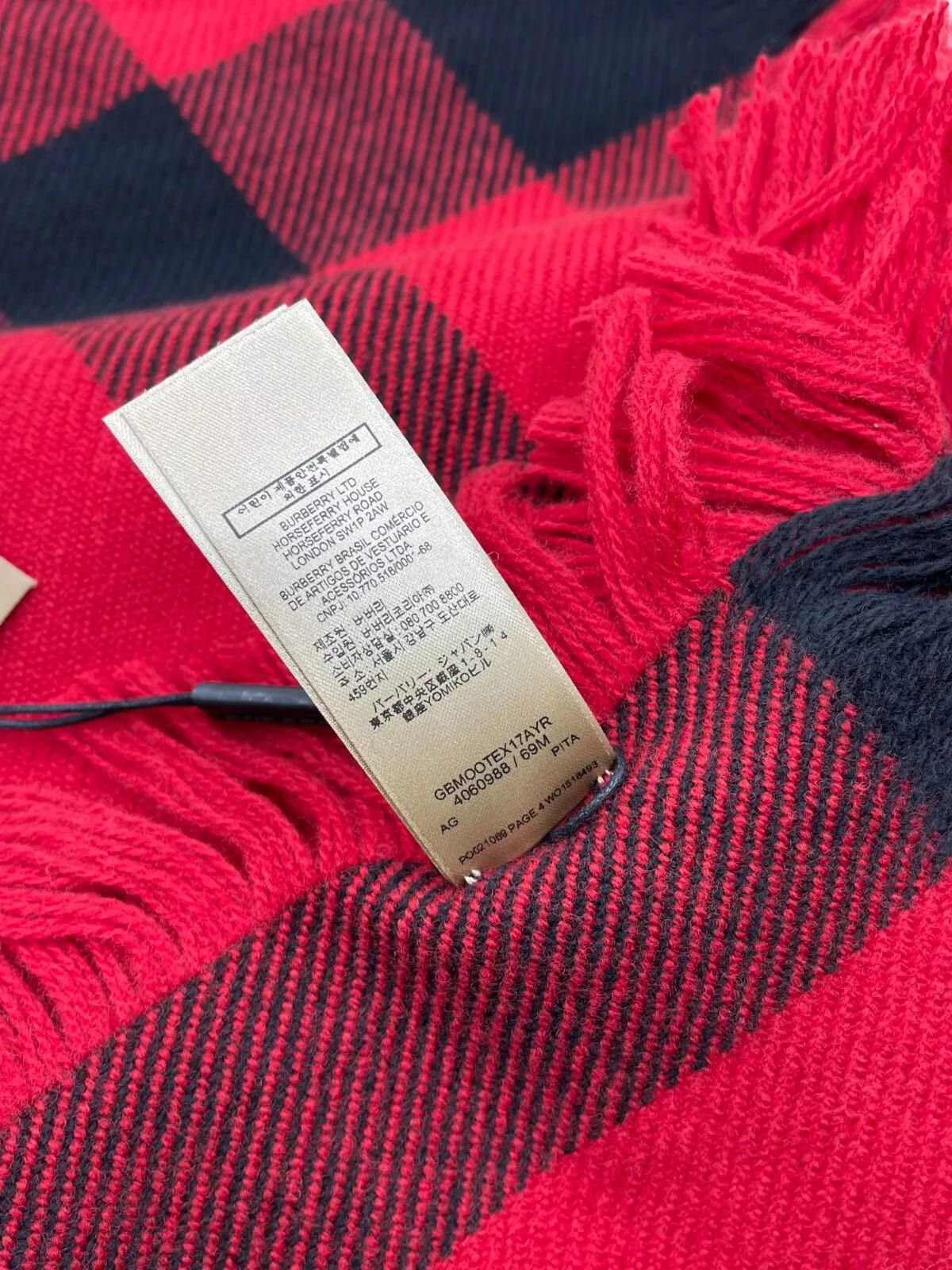 Burberry Red Half Mega Fashion Check Fringe Wool Scarf Size ONE SIZE - 7 Thumbnail
